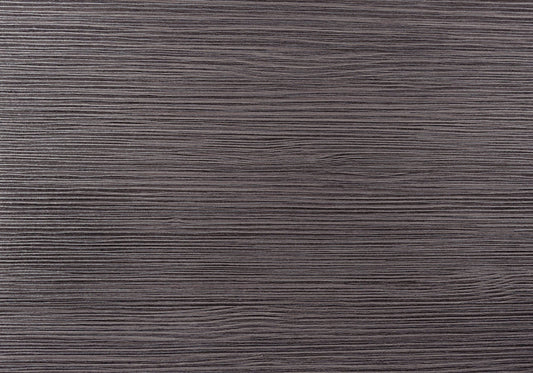 Dark grey textured wood veneer with horizontal grain for cabinetry