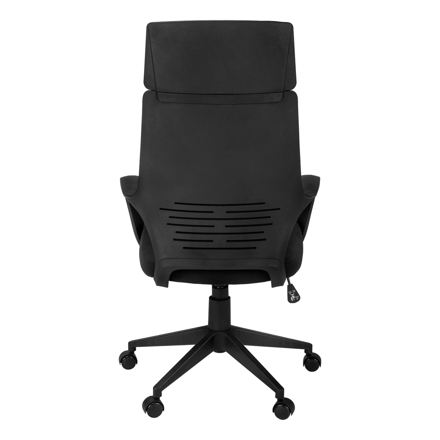 Black ergonomic office chair with adjustable height and lumbar support