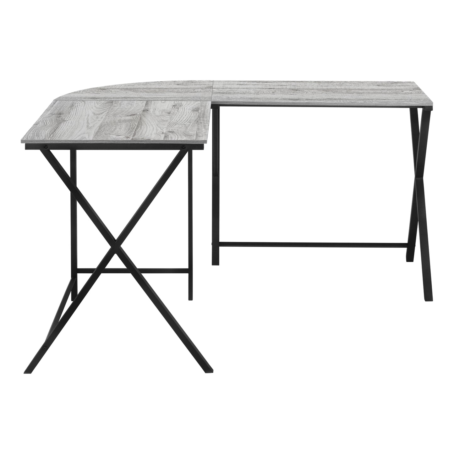 Rustic wood finish Lshaped desk with black metal legs perfect for home office