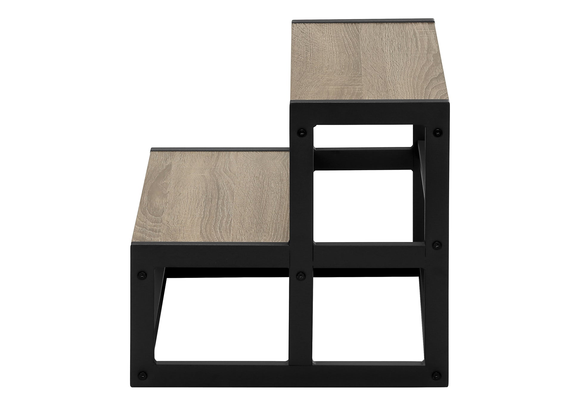 Industrial style twotier wood and metal shelving unit