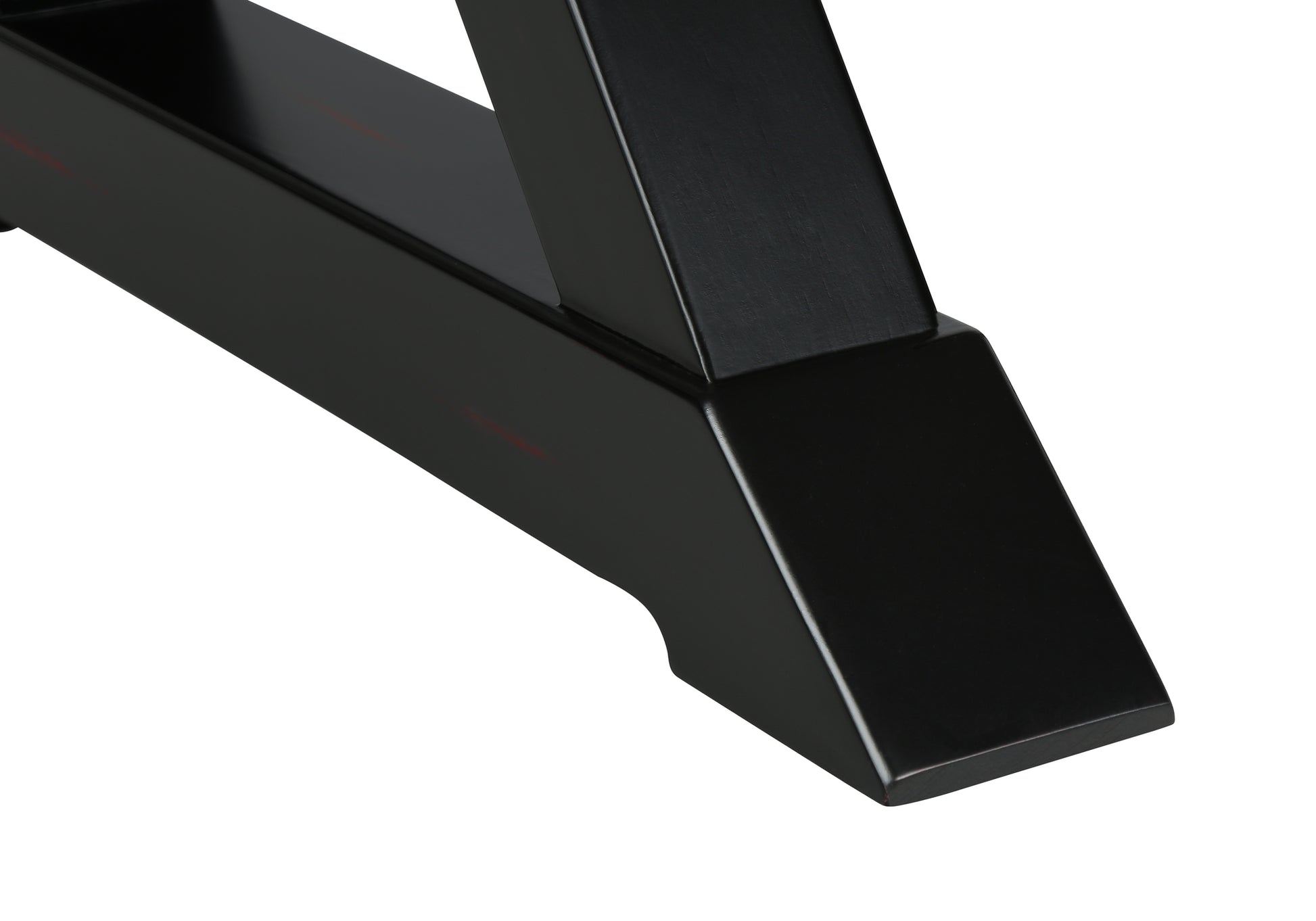 Black wood table leg with subtle red accents modern dining furniture base