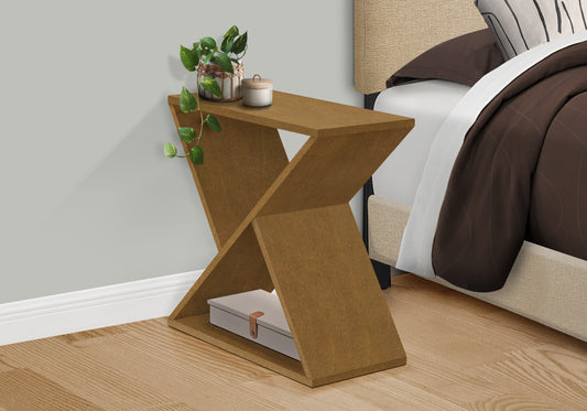 Modern oak side table with unique crisscross design ideal for bedrooms