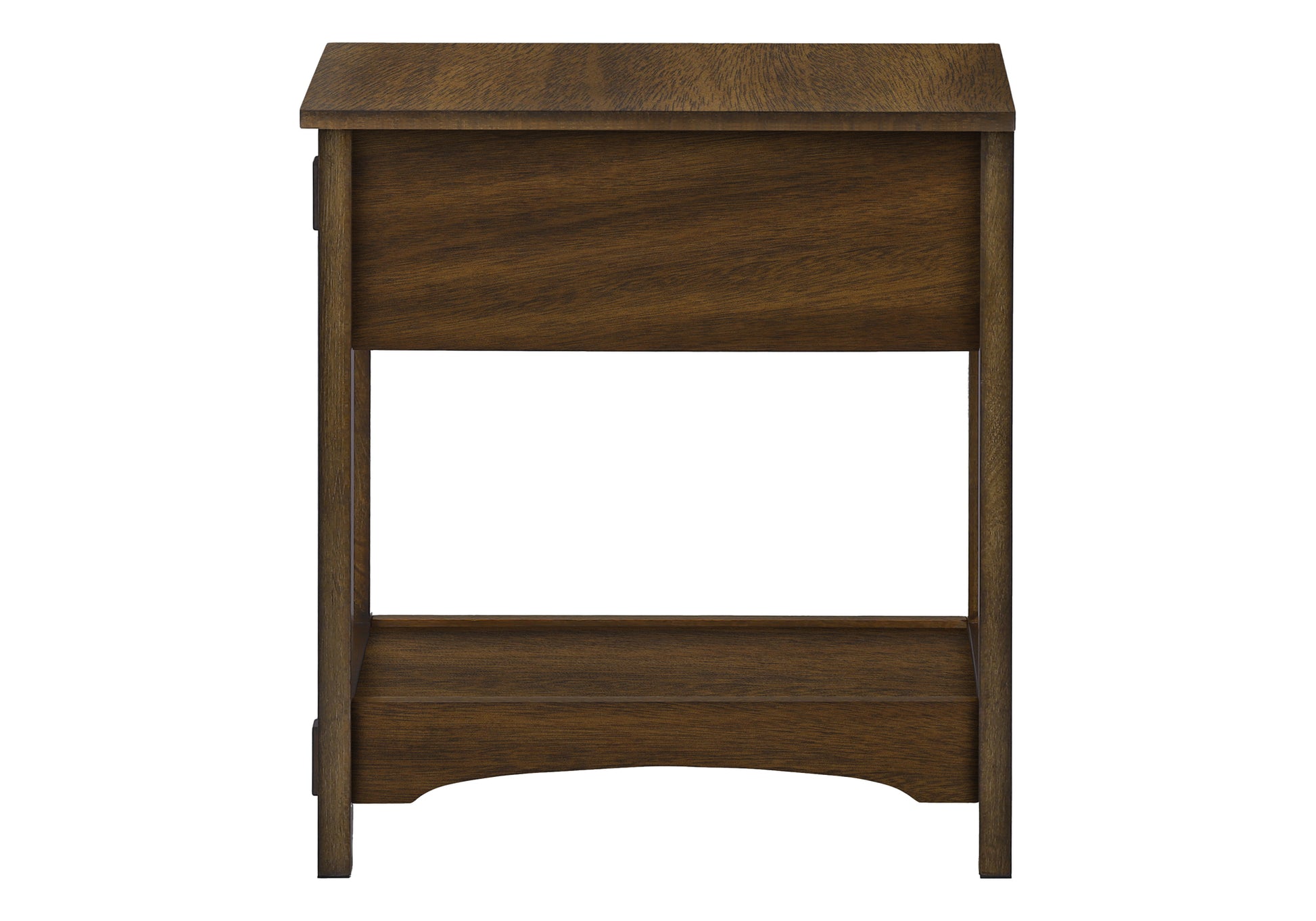 Solid wood end table with open shelf dark oak finish craftsman style