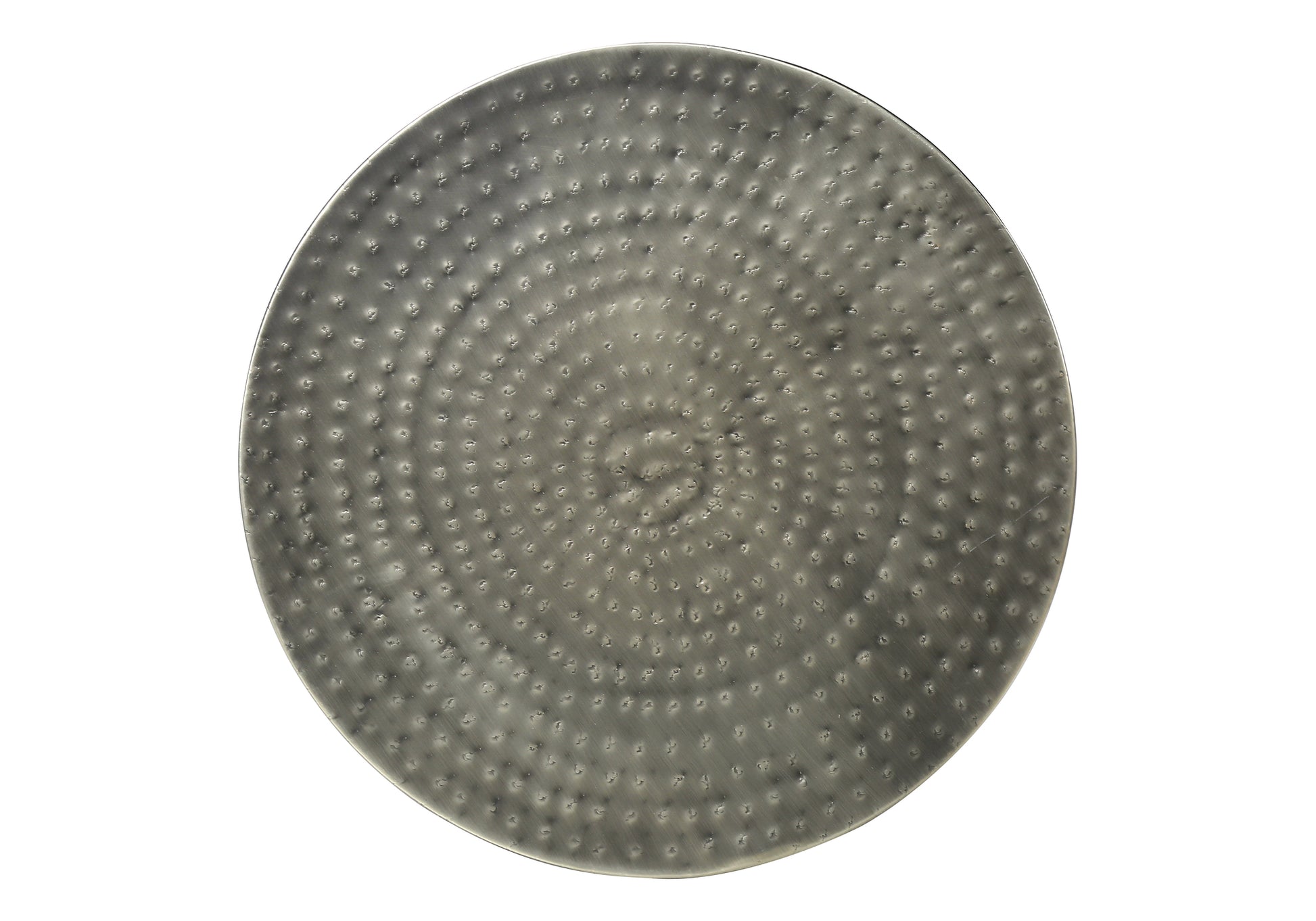 Hammered metal charger plate in antique pewter finish ideal for elegant table settings