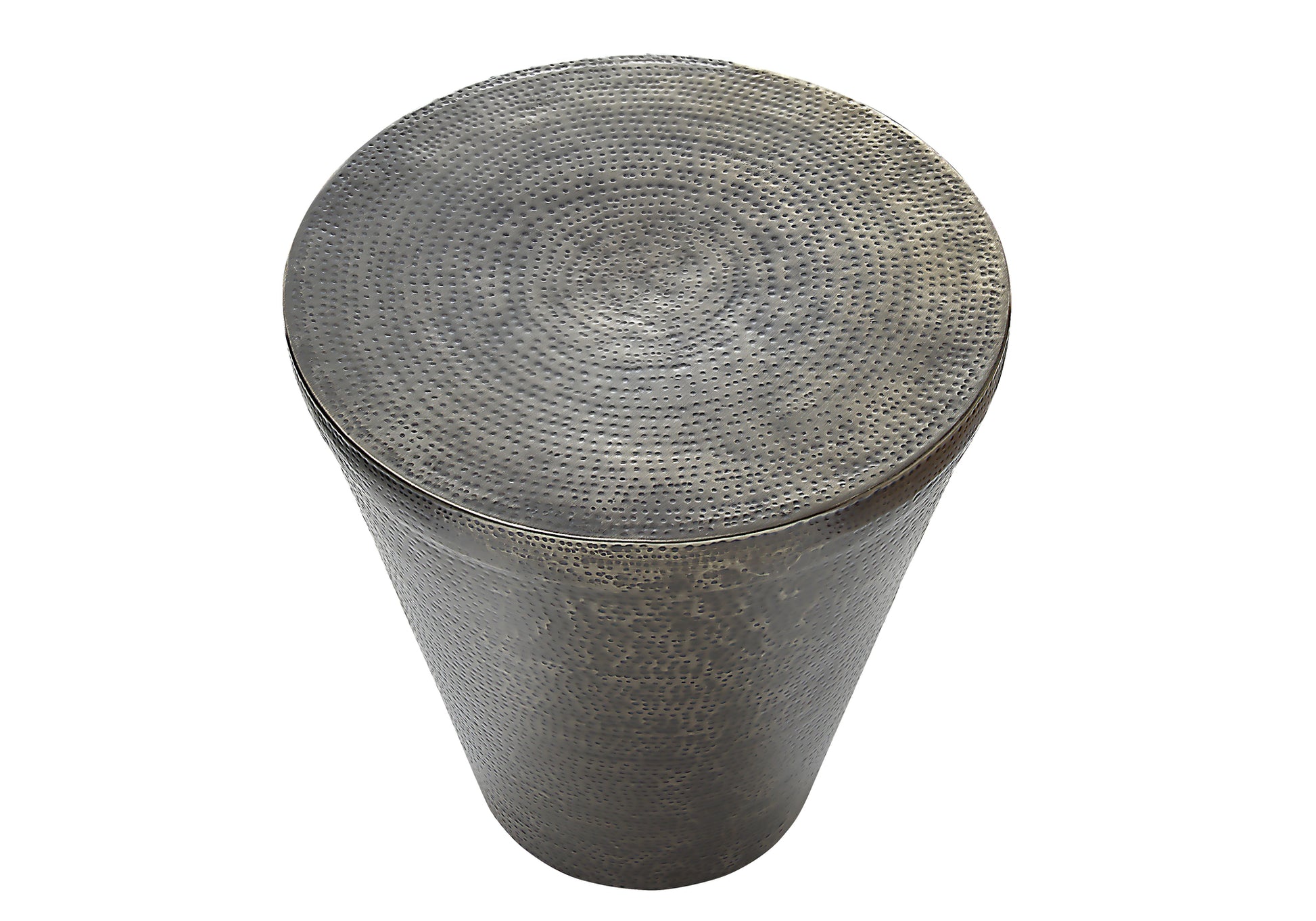 Textured bronze side table with a hammered finish
