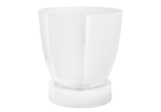 White textured glass vase with rounded base ideal for modern decor