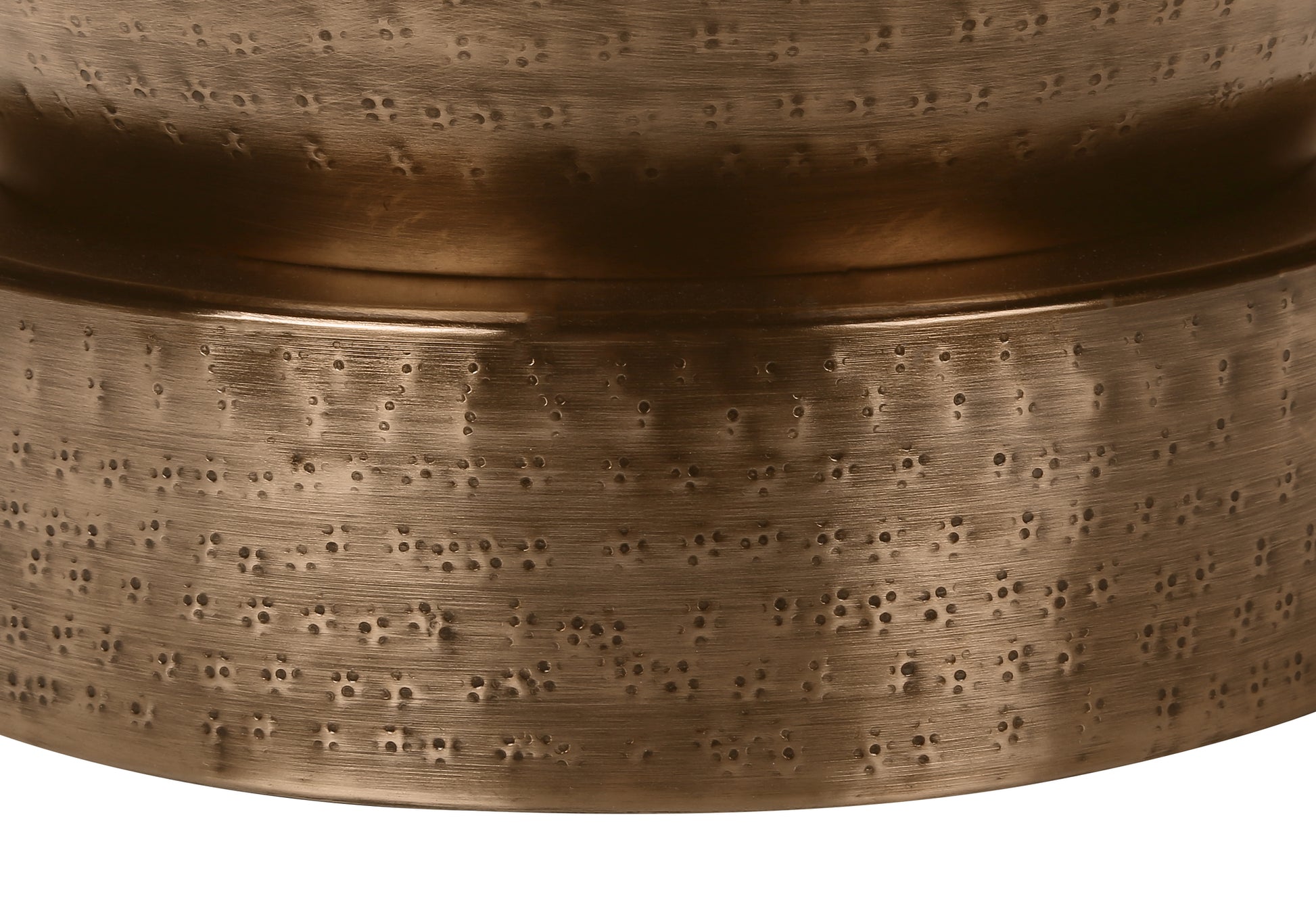 Antique brass planter with hammered texture and subtle perforation detail