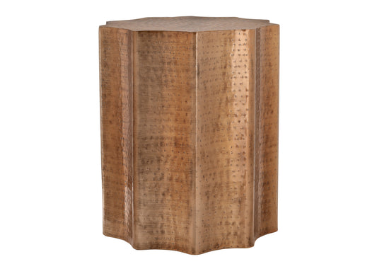 Octagonal hammered bronze pedestal with textured surface perfect for display