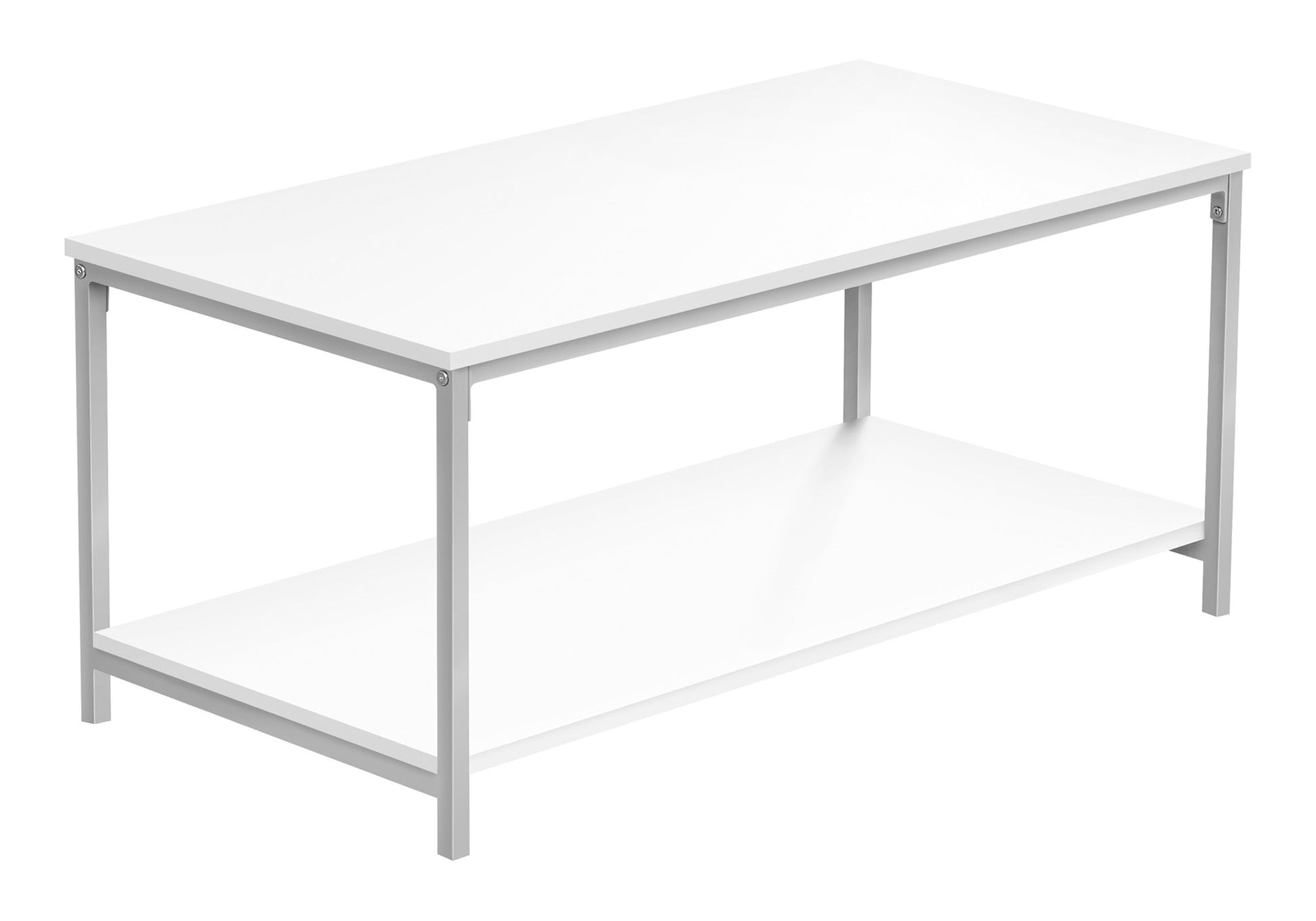 White twotier metal coffee table with clean lines for modern living rooms