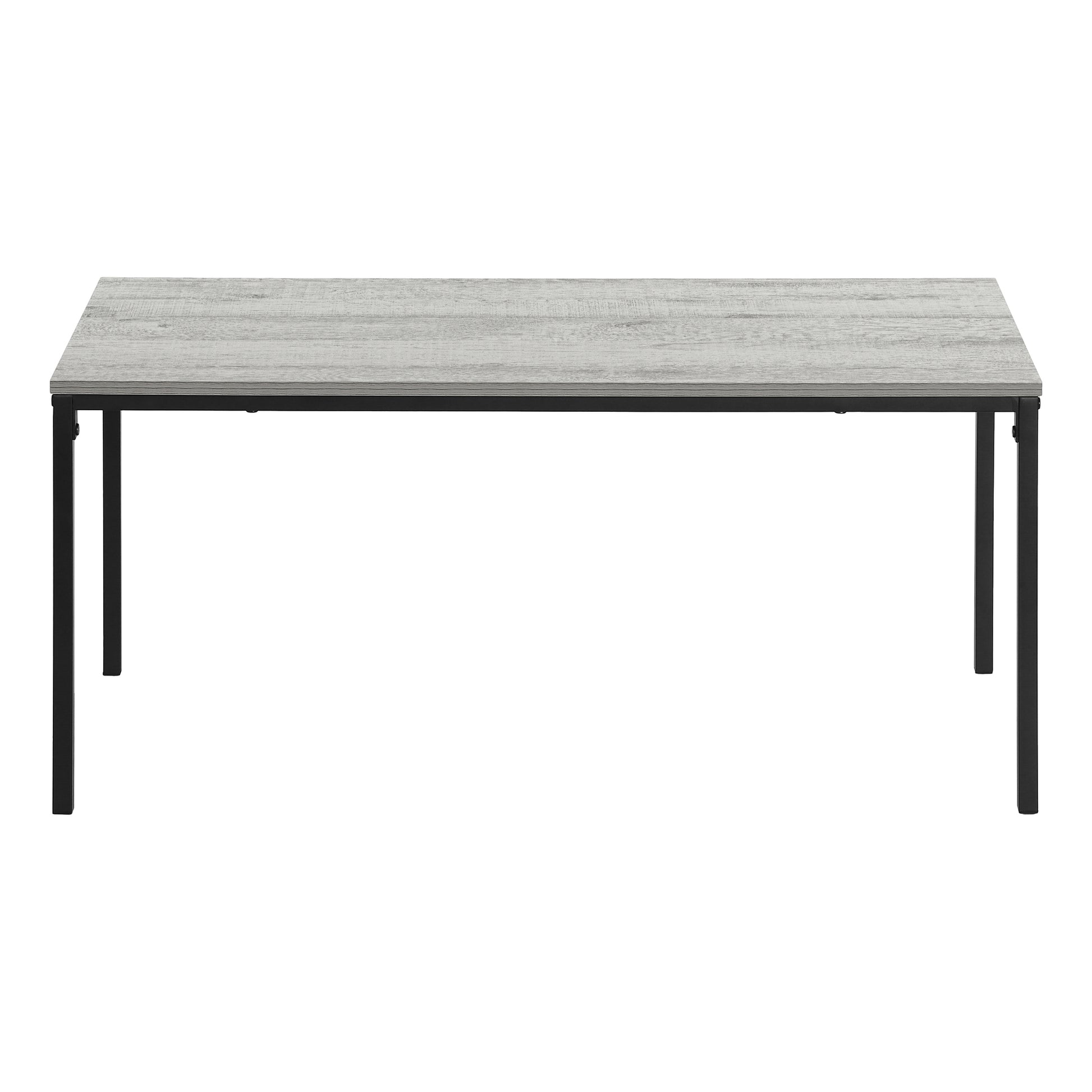 Rustic grey wood dining table with black metal legs