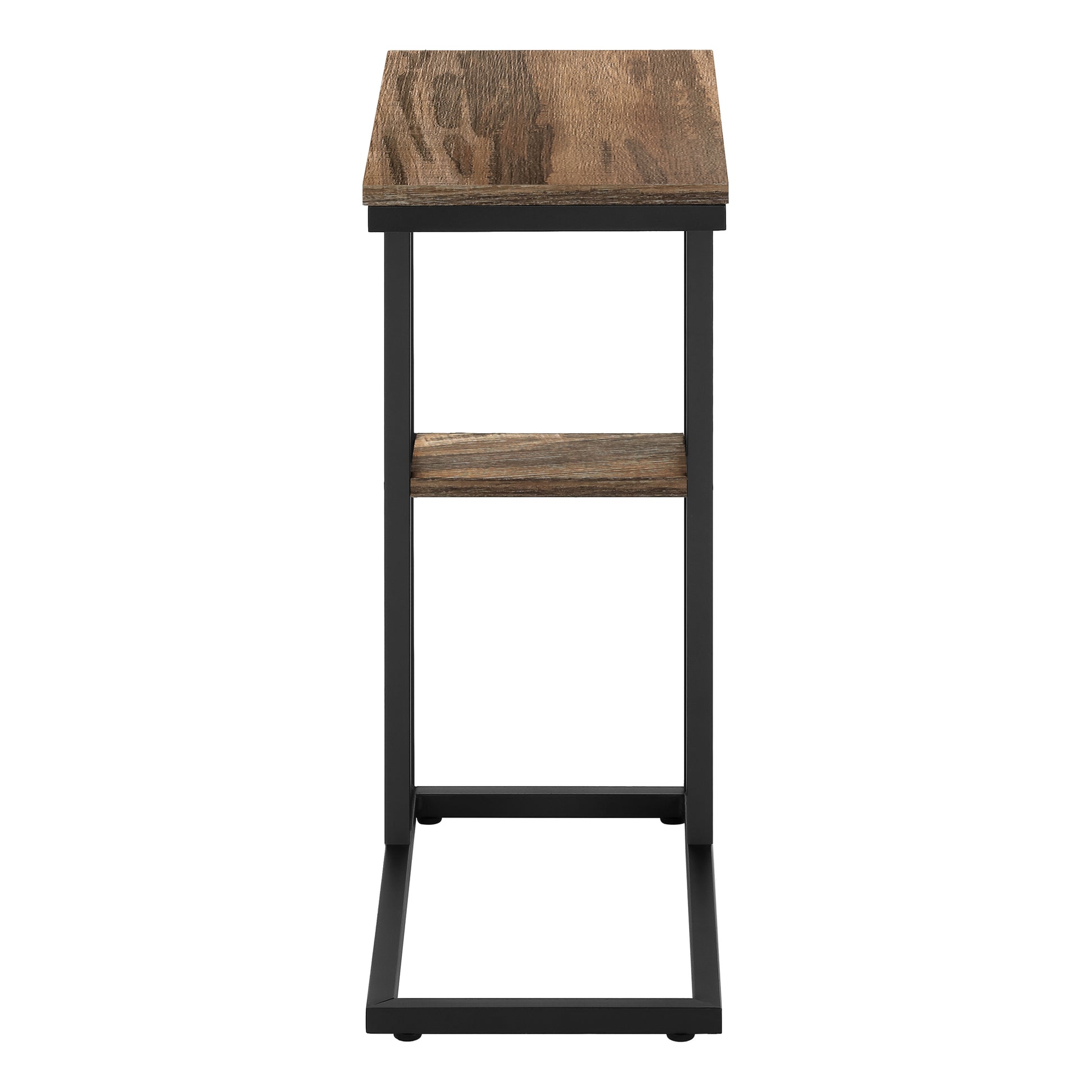Rustic wood and metal Ctable with shelf for living room convenience and style