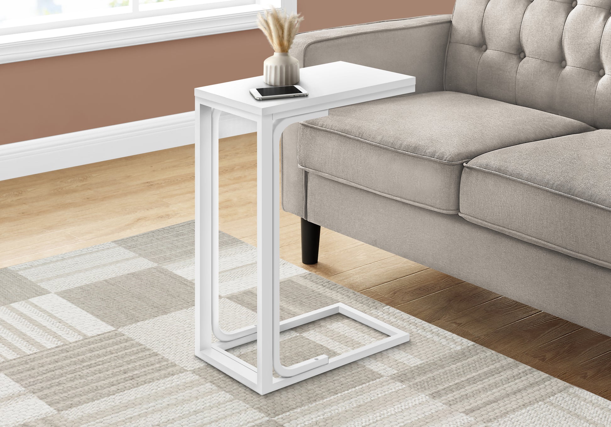 Sleek white ctable with modern design perfect for living rooms and small spaces
