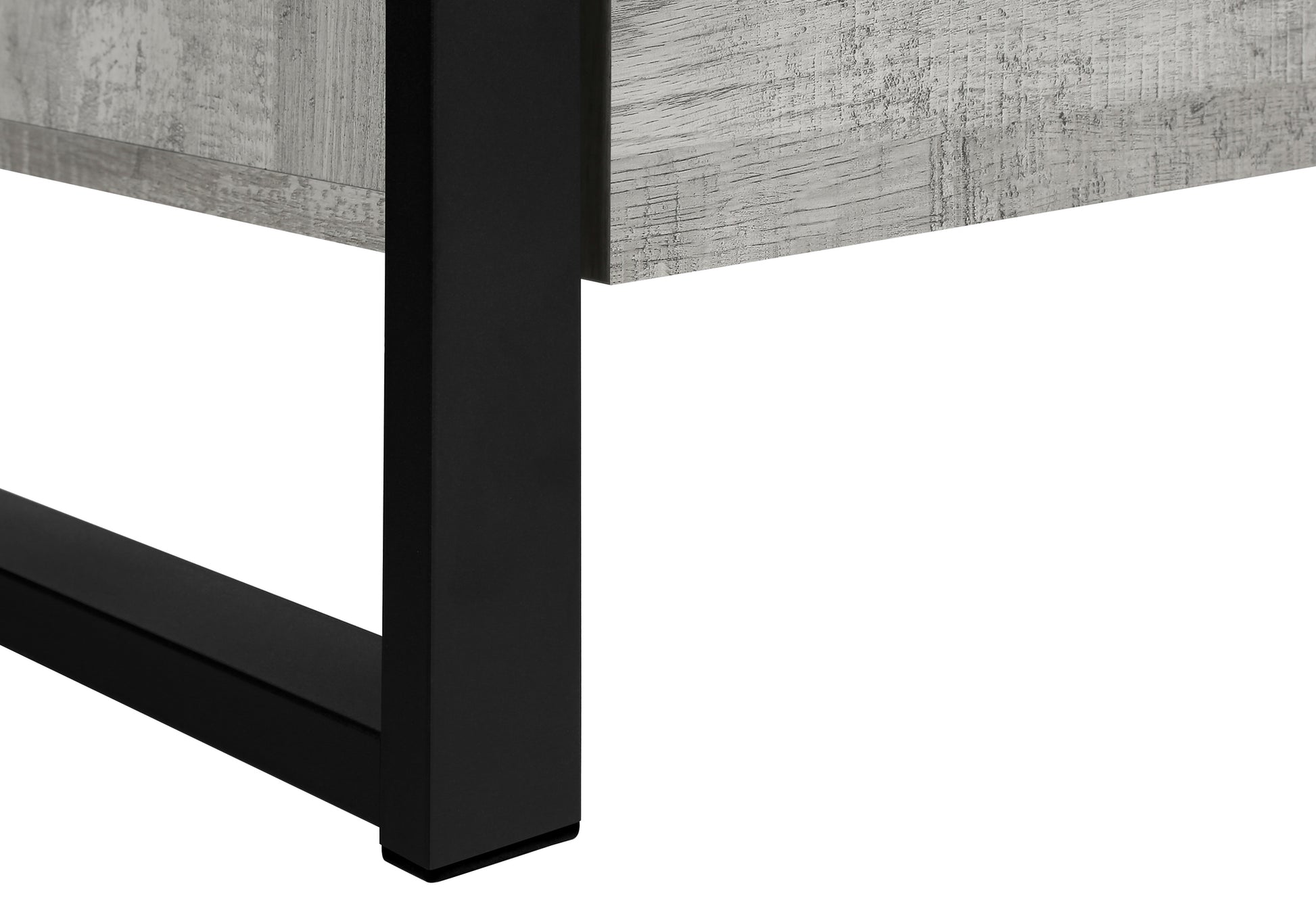 Concrete effect wood bedside table with black metal legs