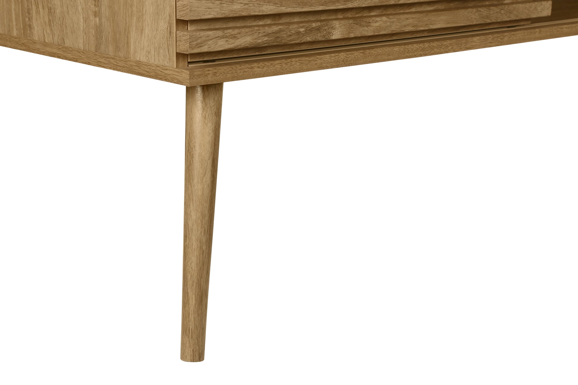 Midcentury modern oak veneer dresser with tapered legs  characters