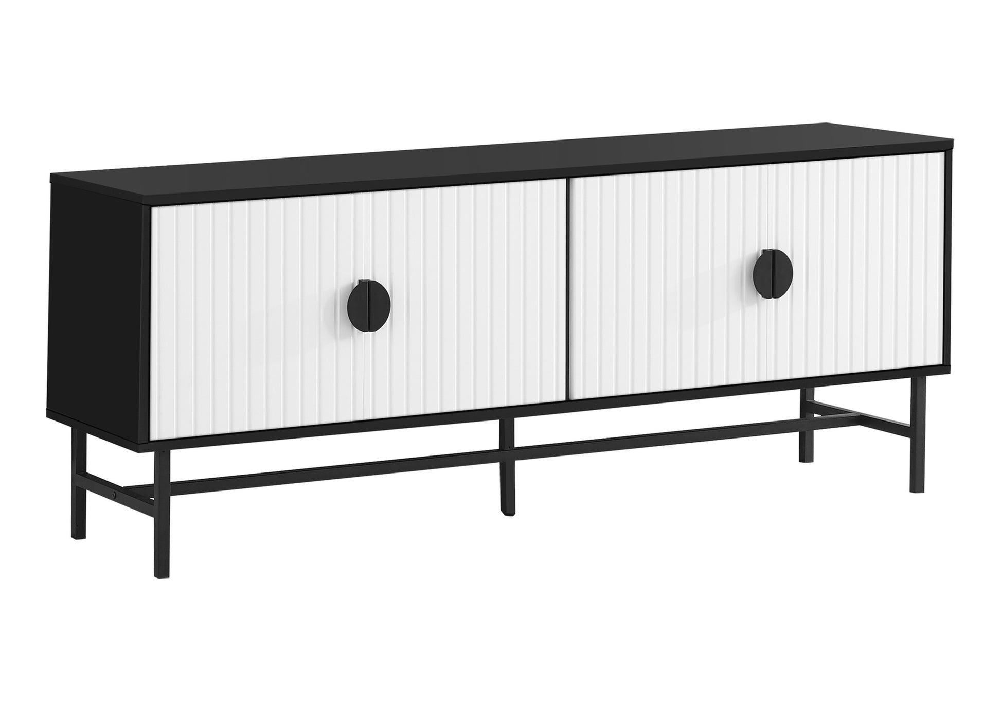 Black and white modern sideboard with fluted door detail