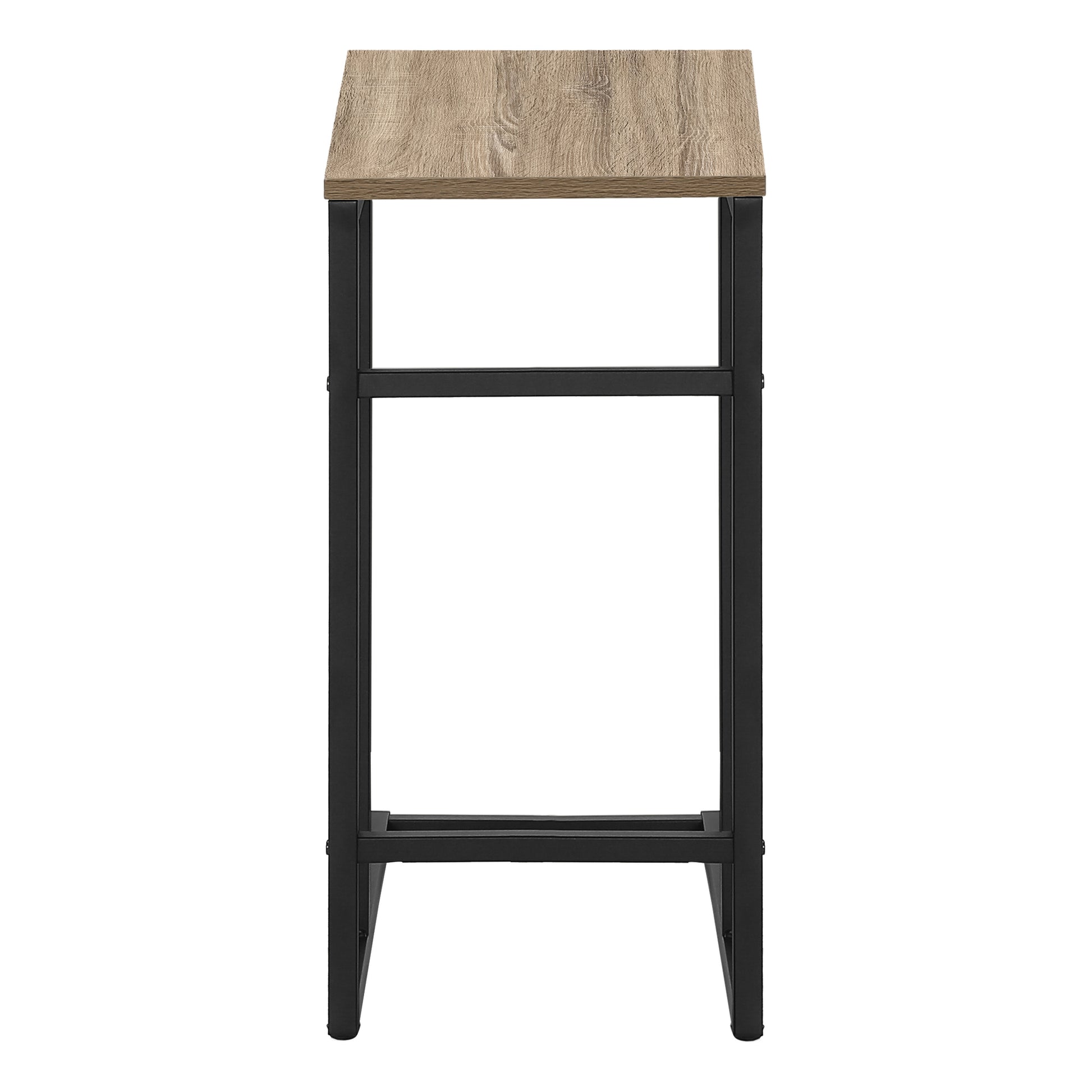Rustic wood finish bar stool with black metal legs and frame