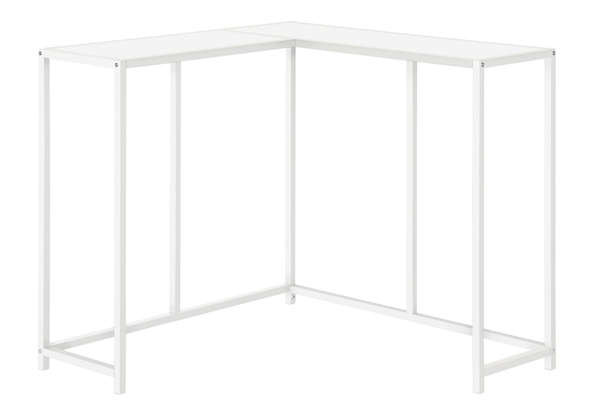 White modern Lshaped desk frame with clean lines perfect for home office setups
