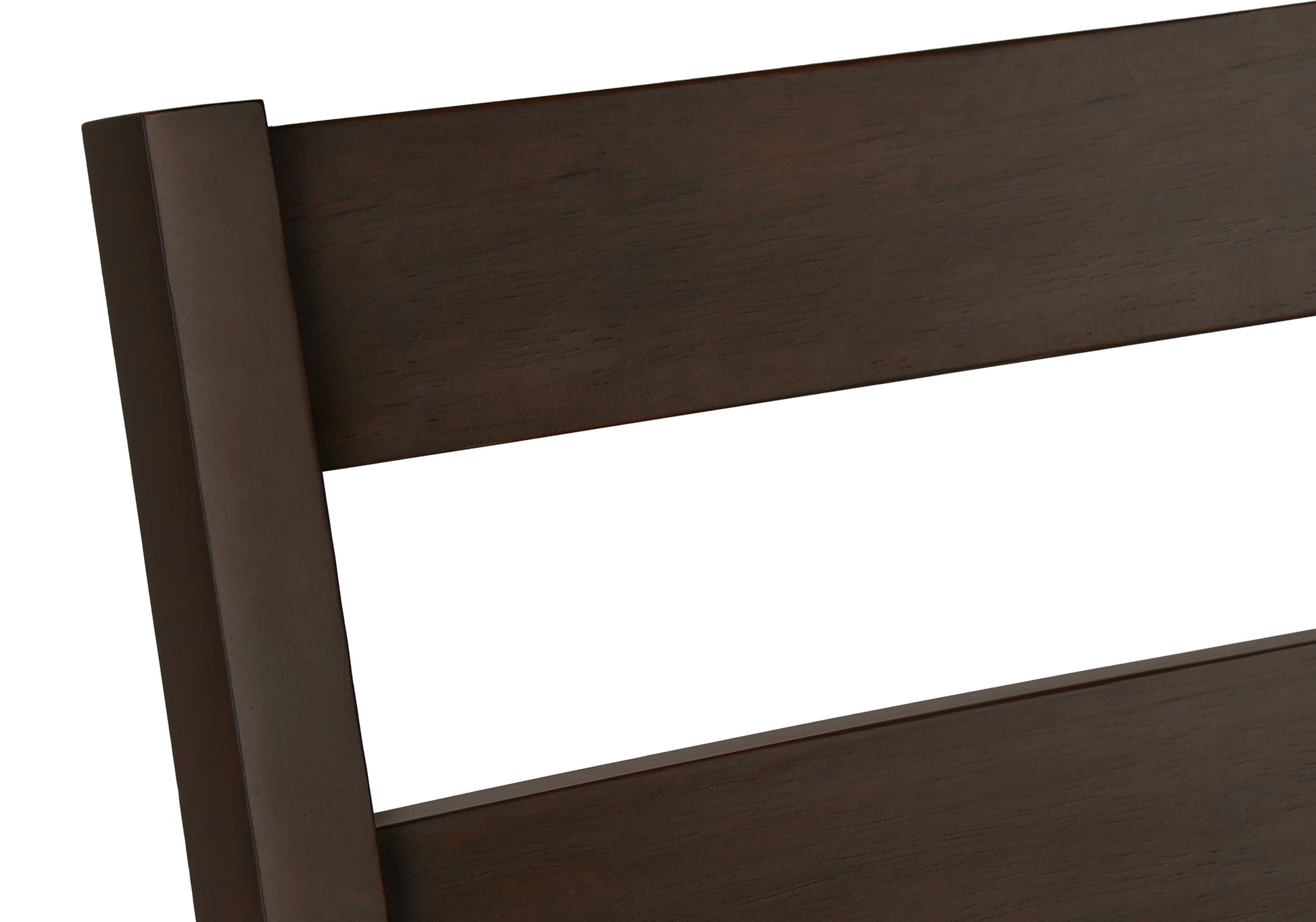 Closeup of dark walnut wood texture on a modern chair back