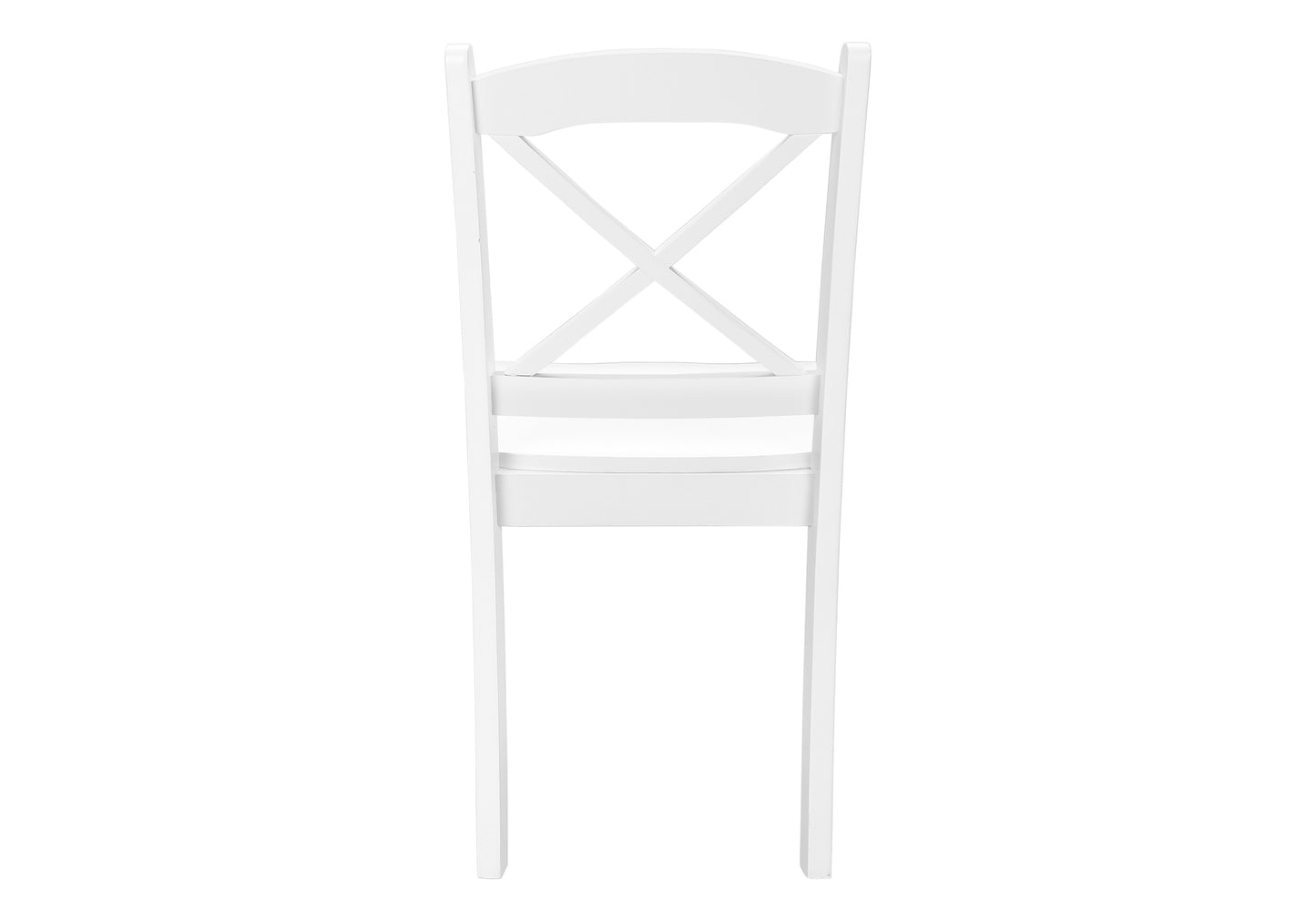 White wooden crossback dining chair with curved top rail and slatted seat