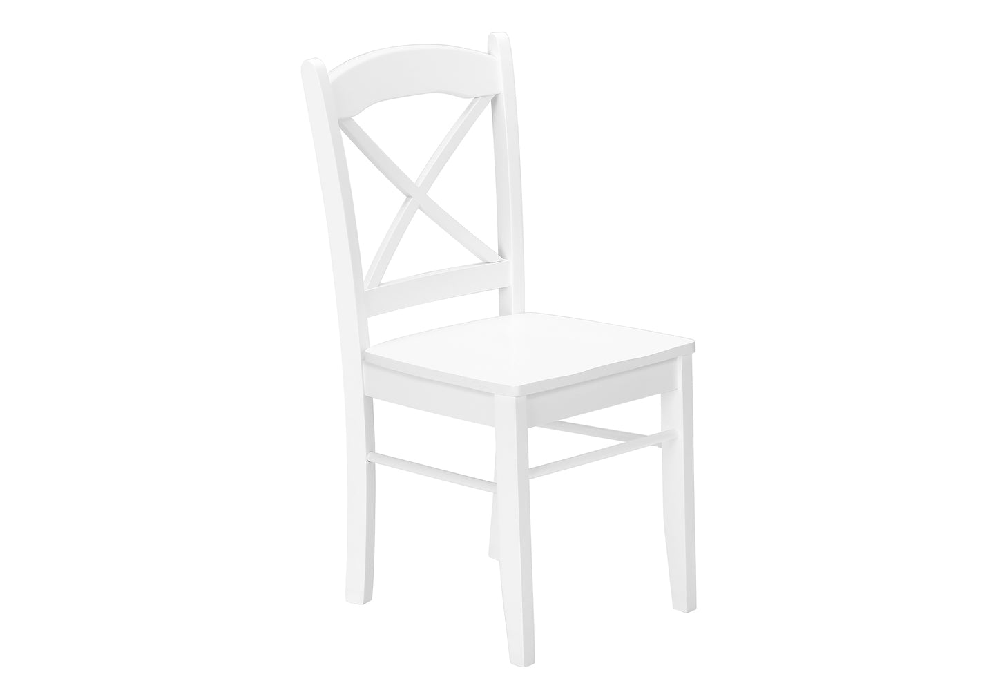 White wooden dining chair with classic crossback design