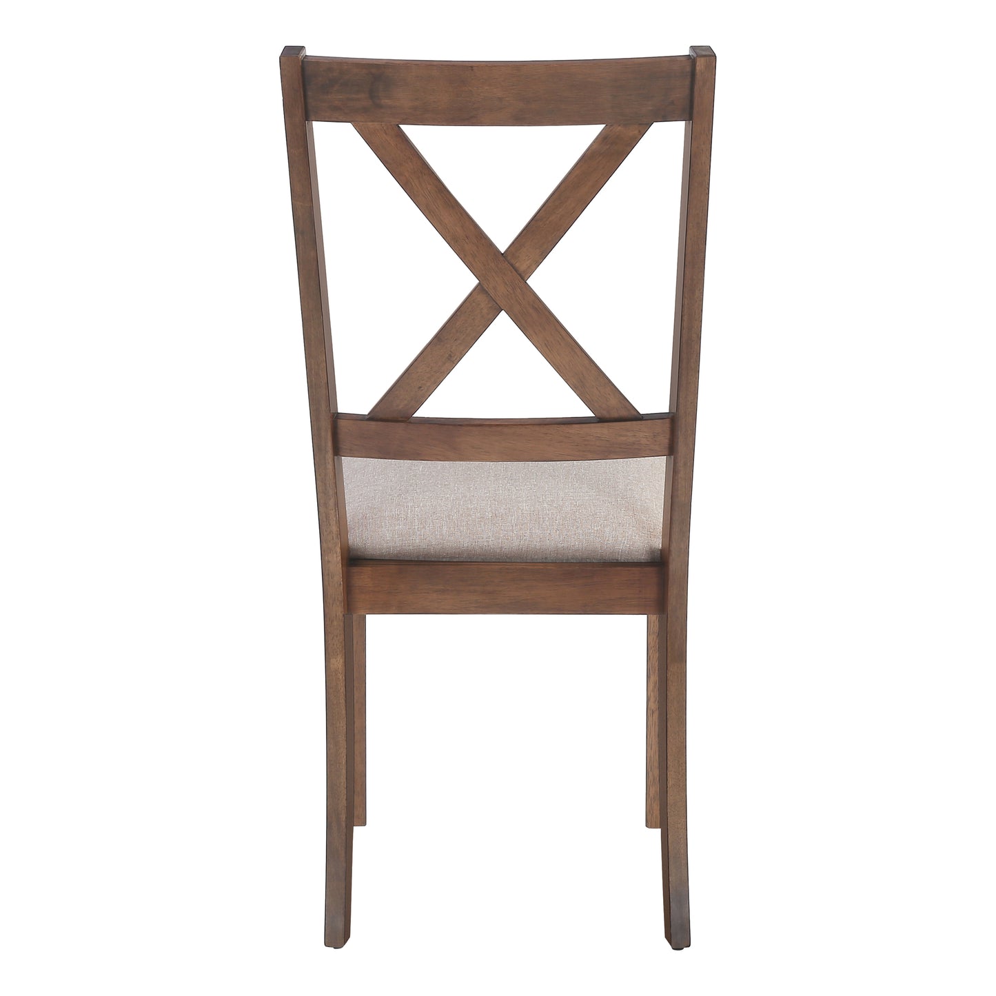 Rustic wooden dining chair with Xback detail and upholstered seat