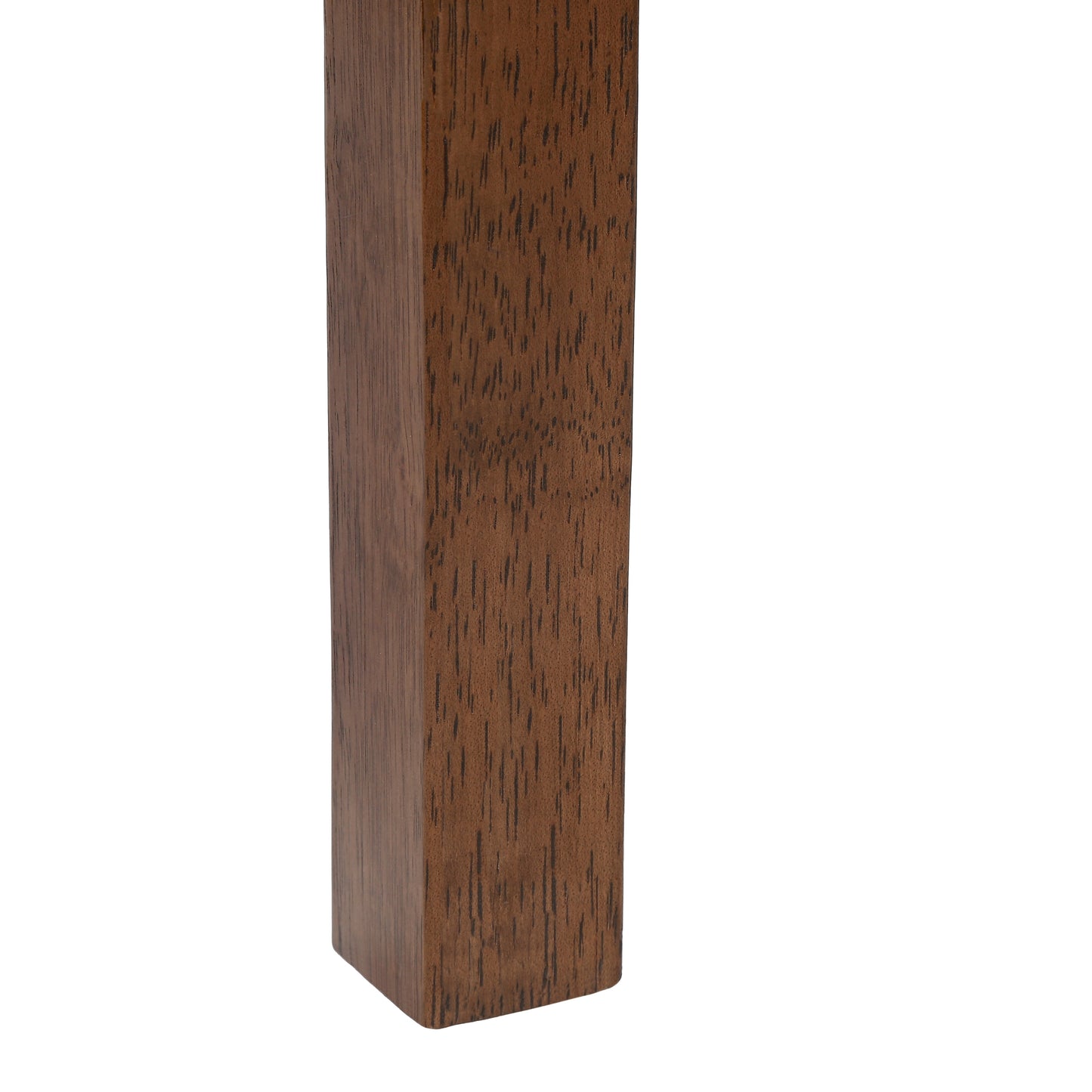 Solid oak furniture leg with a dark walnut finish showcasing natural wood grain