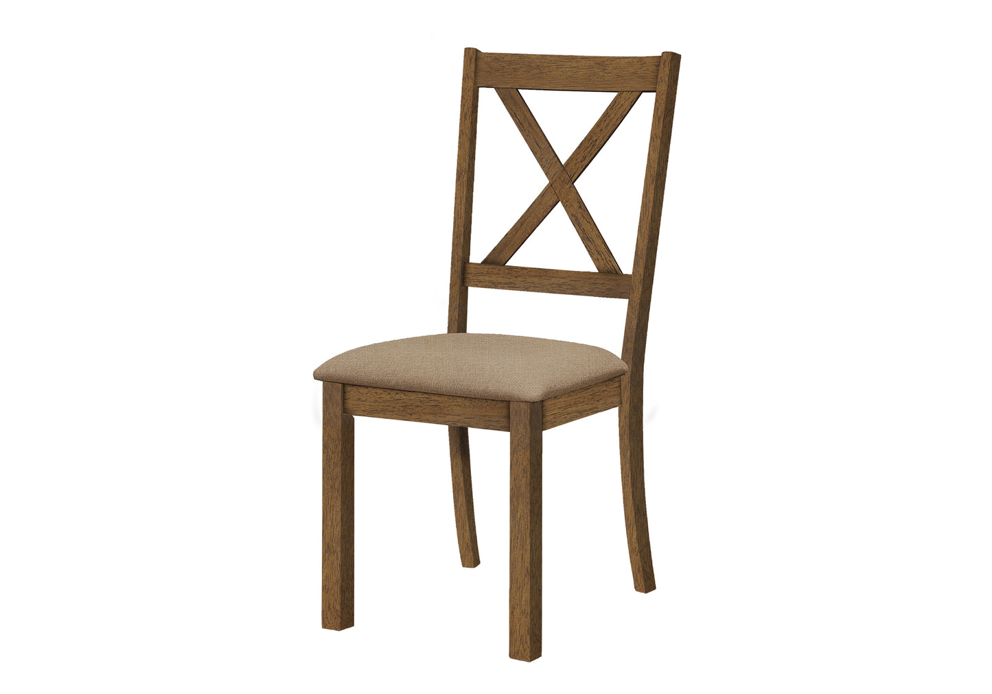 Wooden dining chair with Xback and upholstered seat perfect for farmhouse kitchens