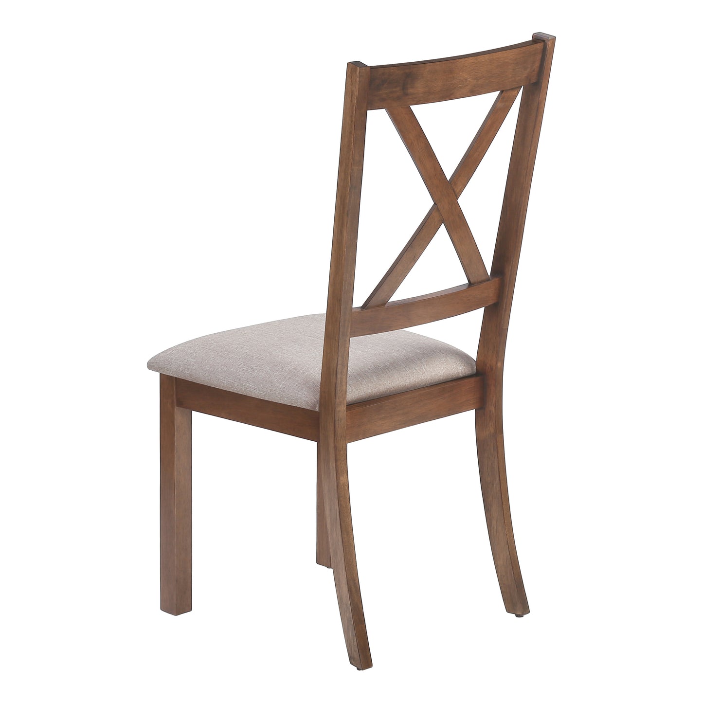 Wooden dining chair with upholstered seat and crisscross back detail