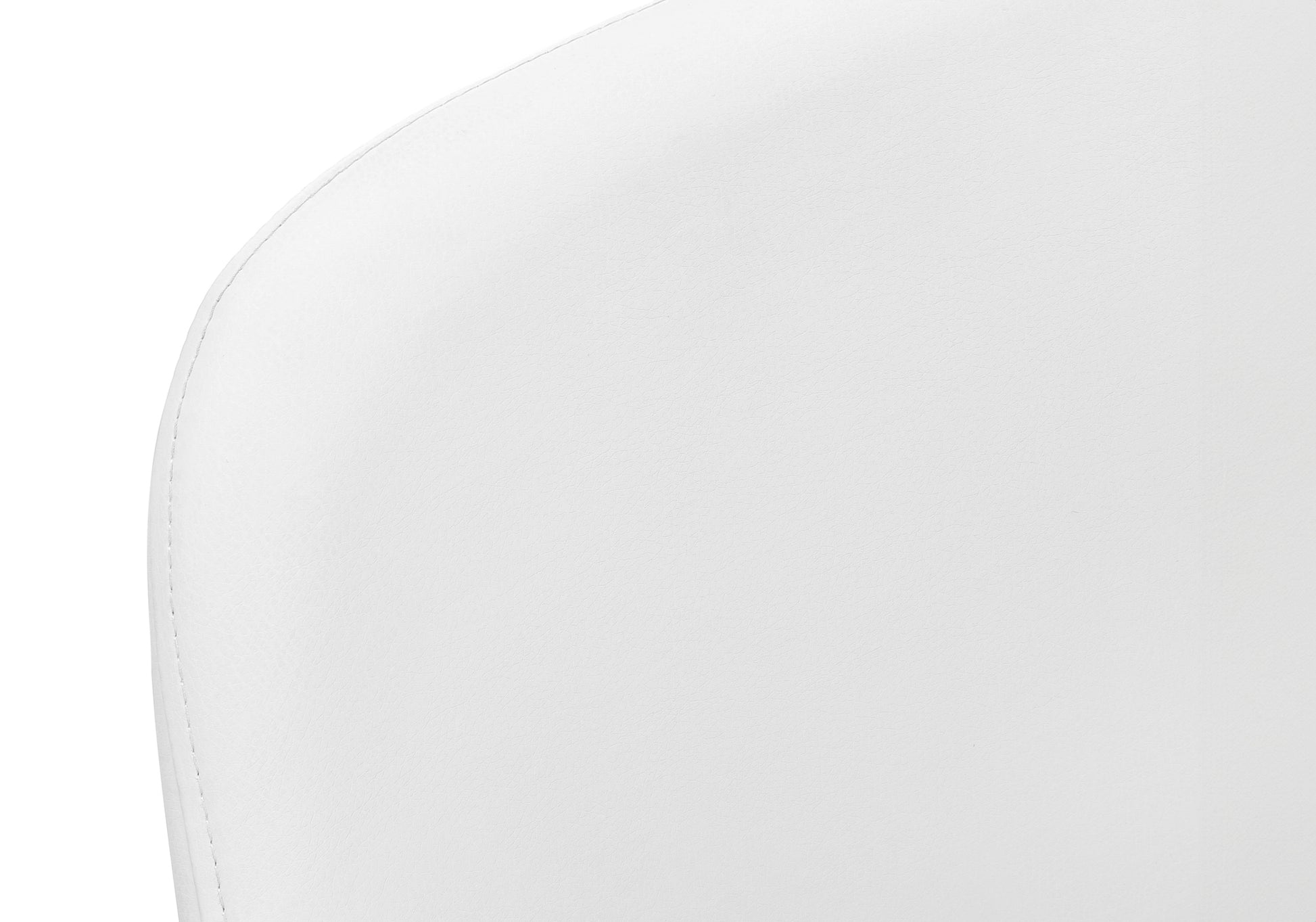 Closeup of smooth white vegan leather material with subtle stitching