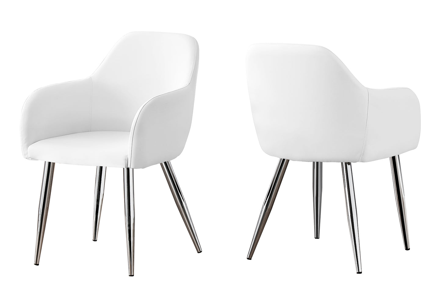 White upholstered armchair with sleek chrome legs for modern dining
