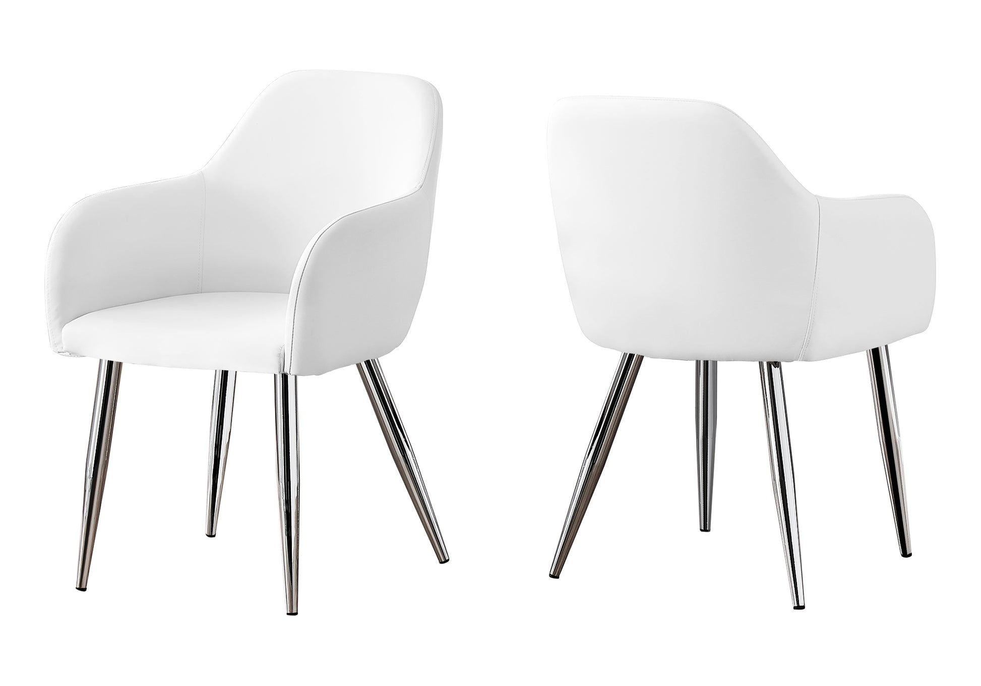 White upholstered armchair with sleek chrome legs for modern dining