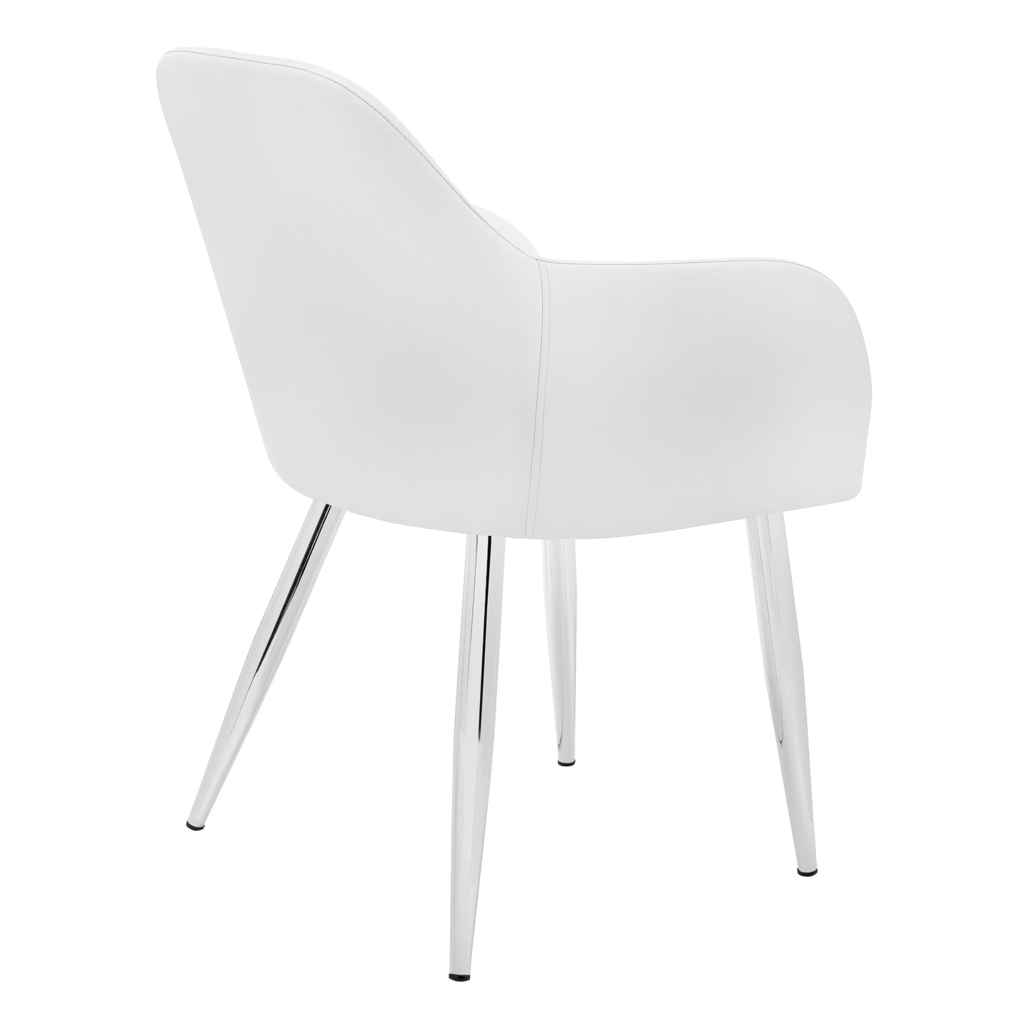 White accent chair with curved back and sleek chrome legs ideal for modern living rooms