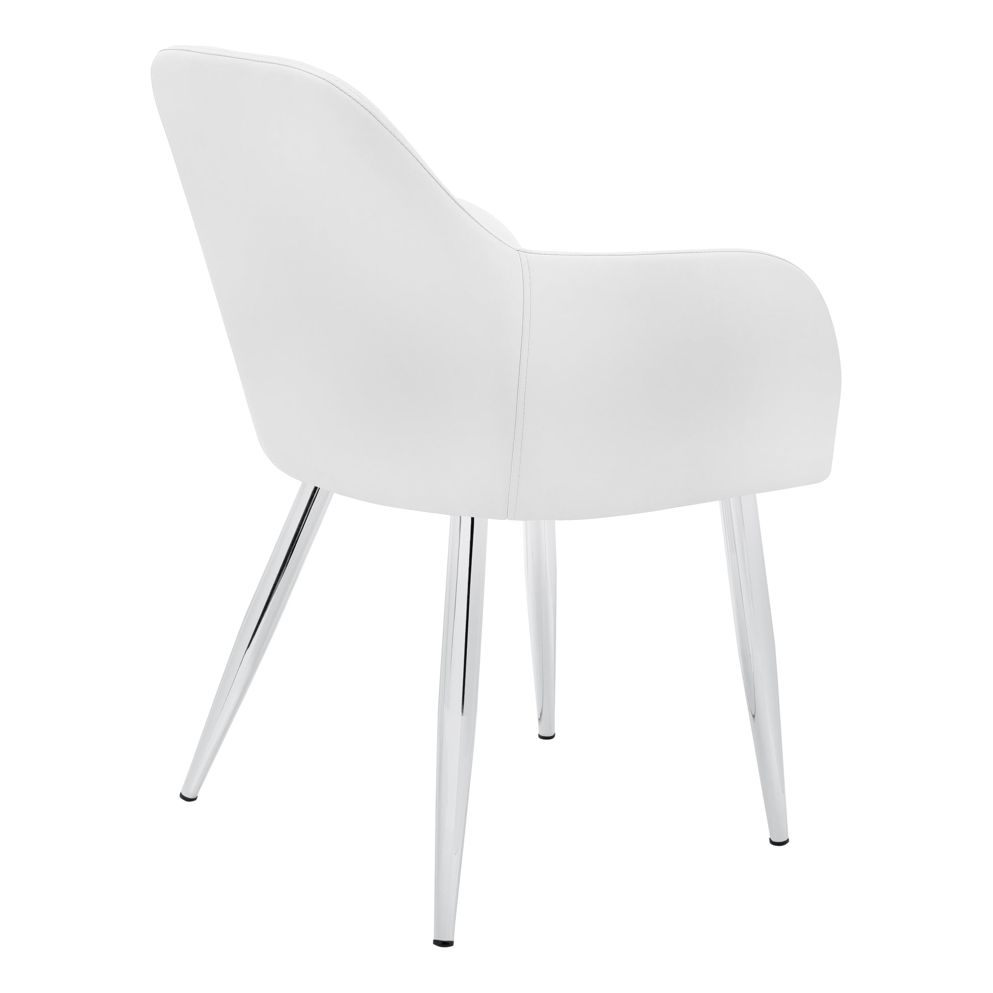 White accent chair with curved back and sleek chrome legs ideal for modern living rooms