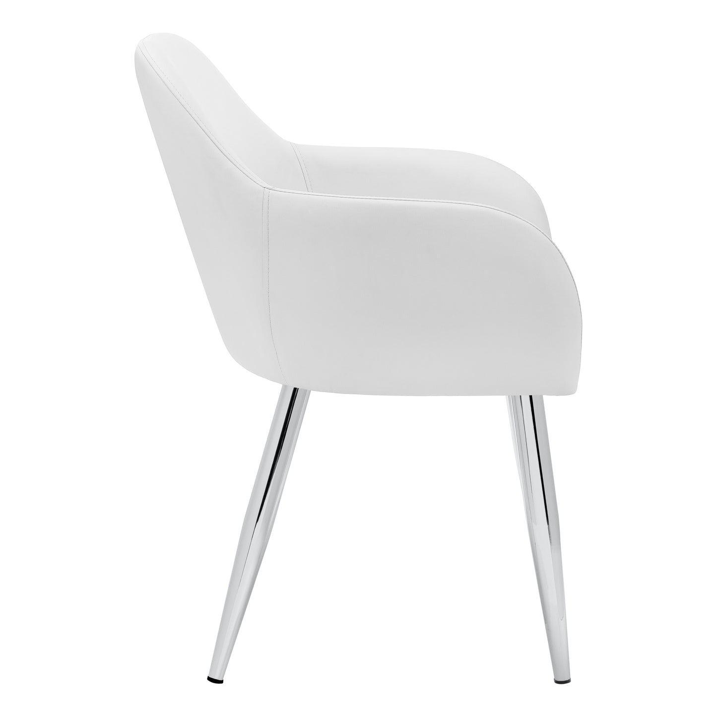 White leather accent chair with polished chrome legs modern design for home or office