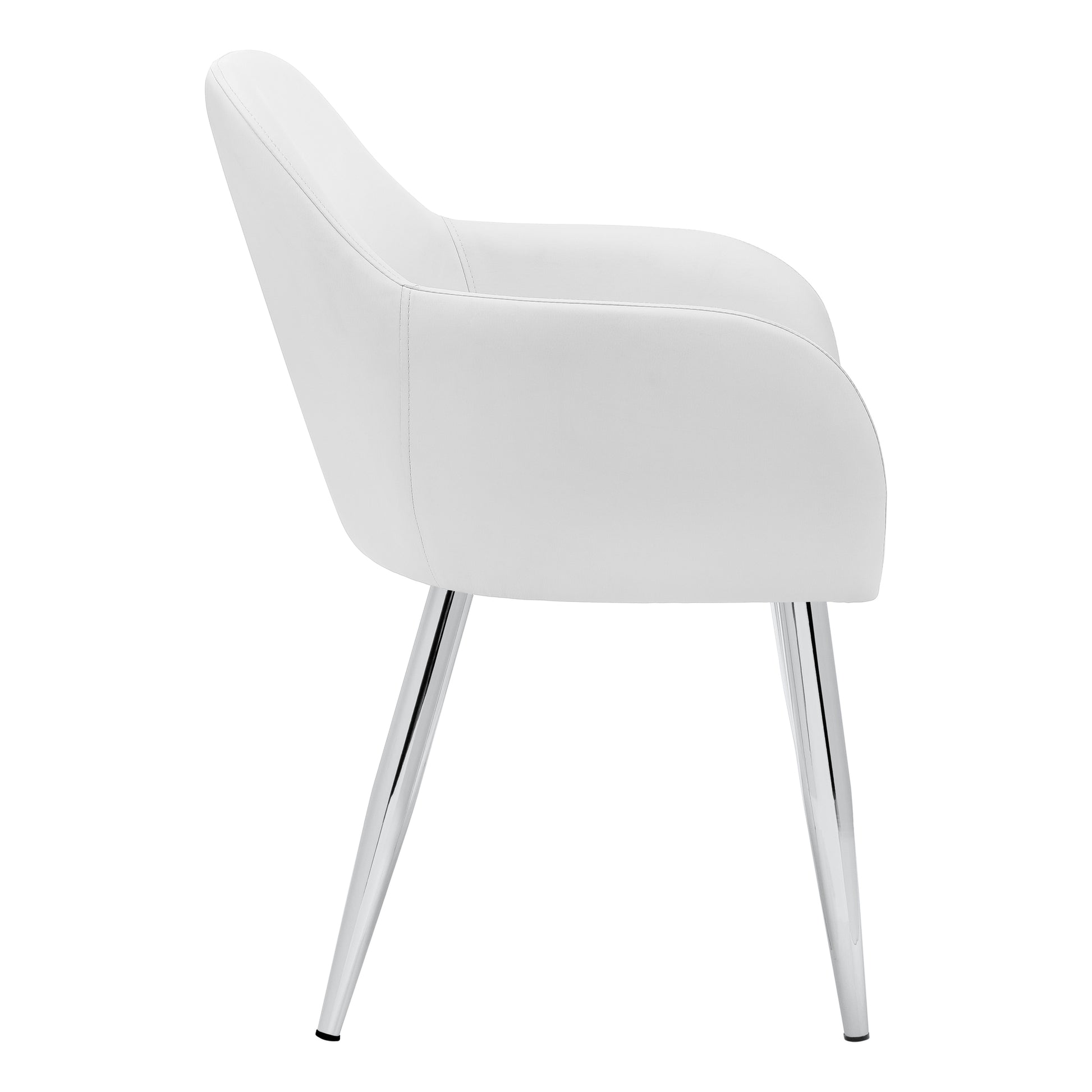 White leather accent chair with polished chrome legs modern design for home or office