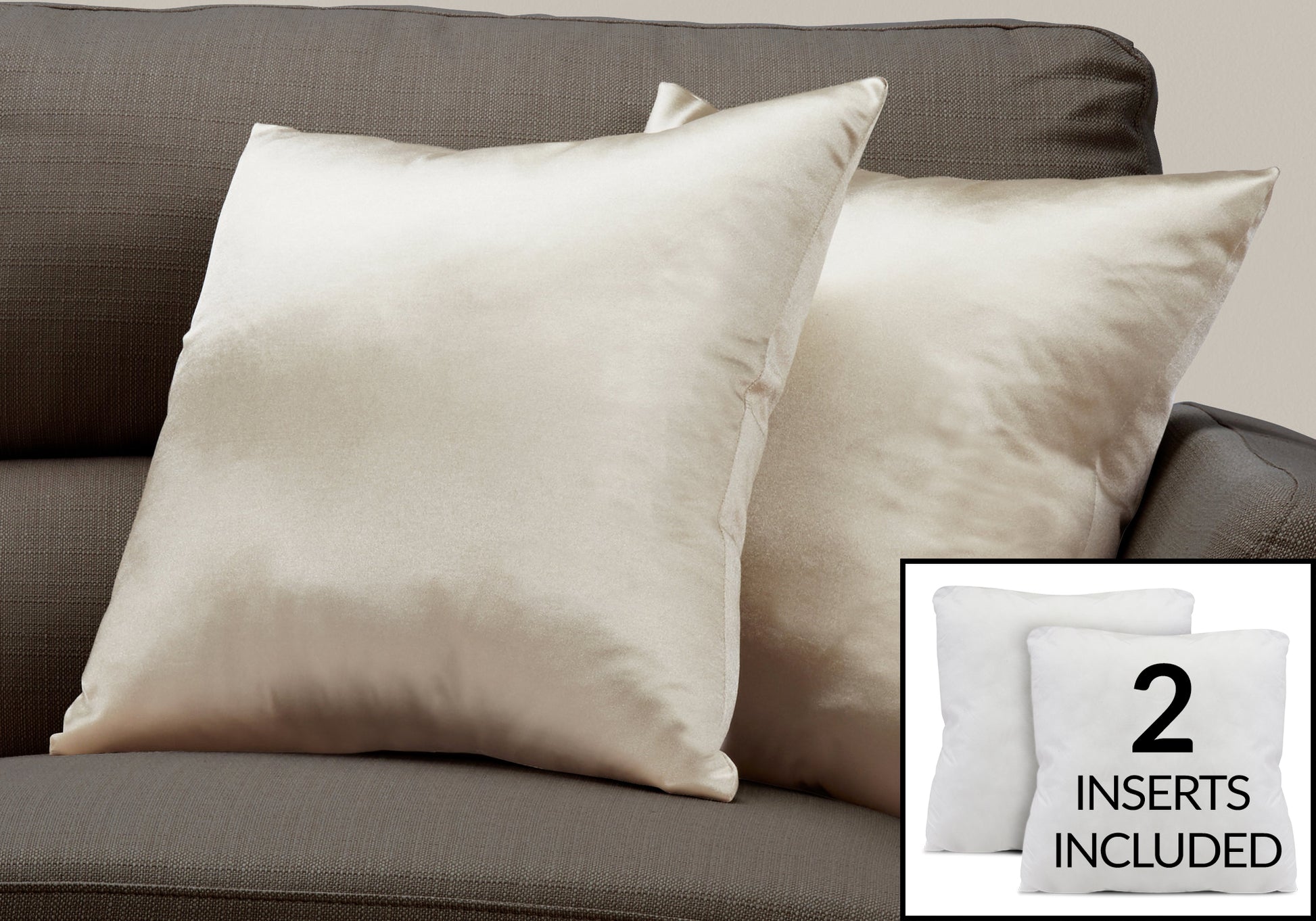 Champagne velvet throw pillows set of  for sofa decor