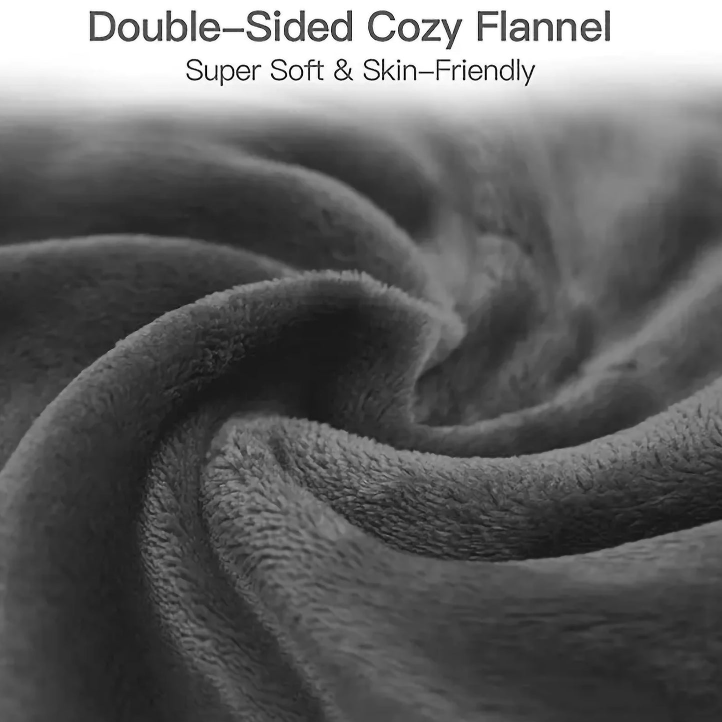 Closeup of dark gray doublesided cozy flannel blanket texture soft and plush