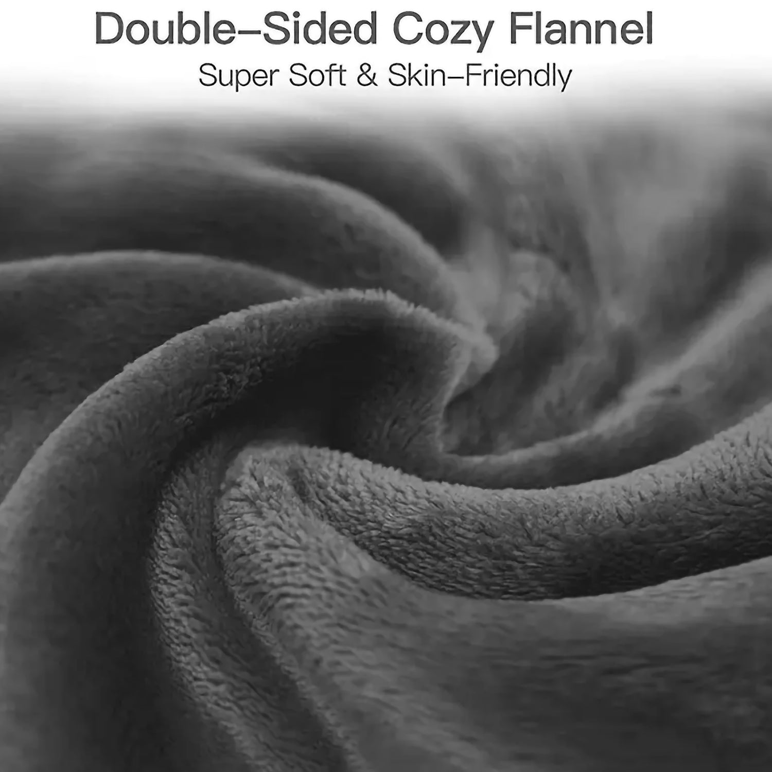 Closeup of dark gray doublesided cozy flannel blanket texture soft and plush