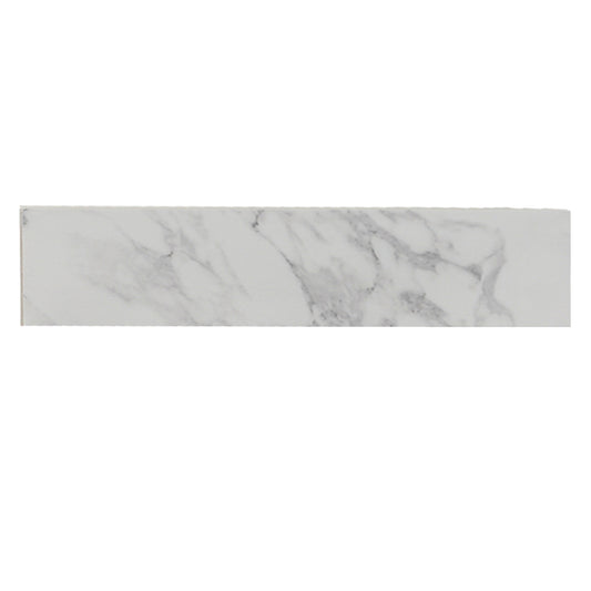White marble effect tile with elegant grey veining for a modern kitchen backsplash