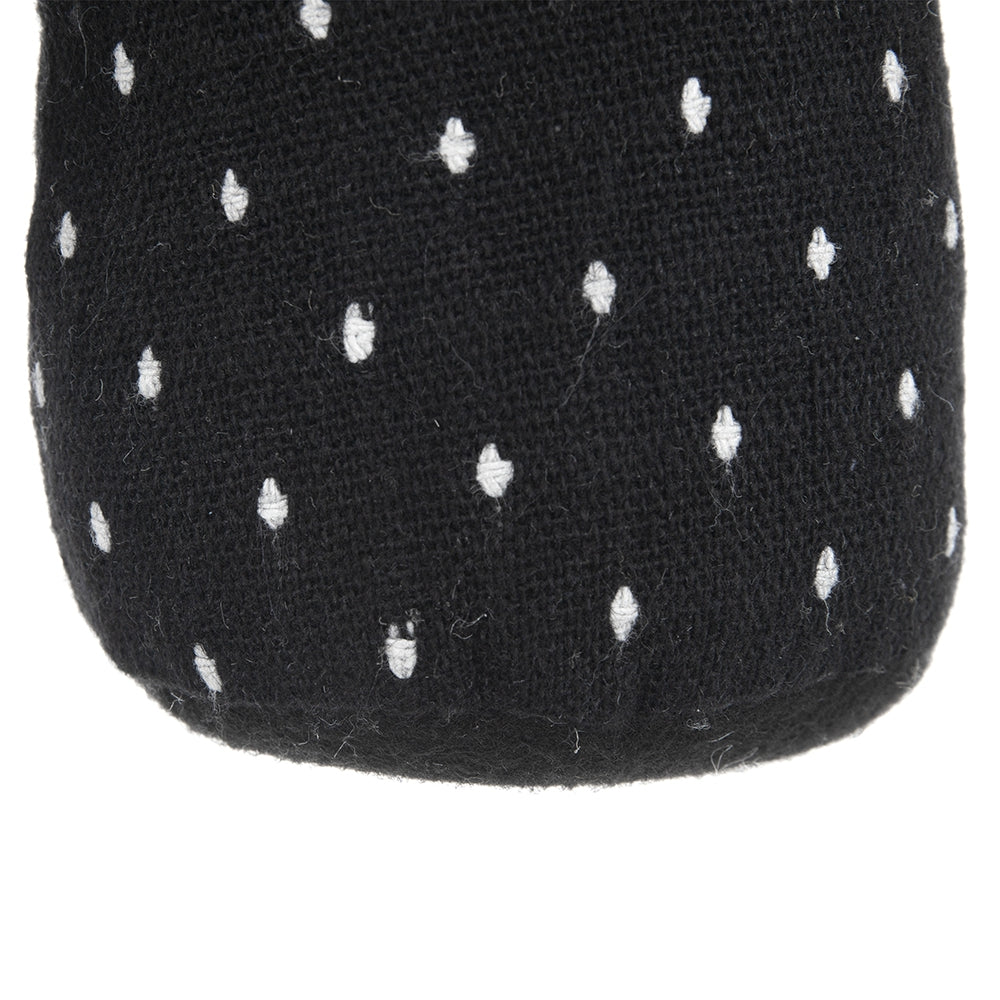 Black wool fabric with white polka dot pattern