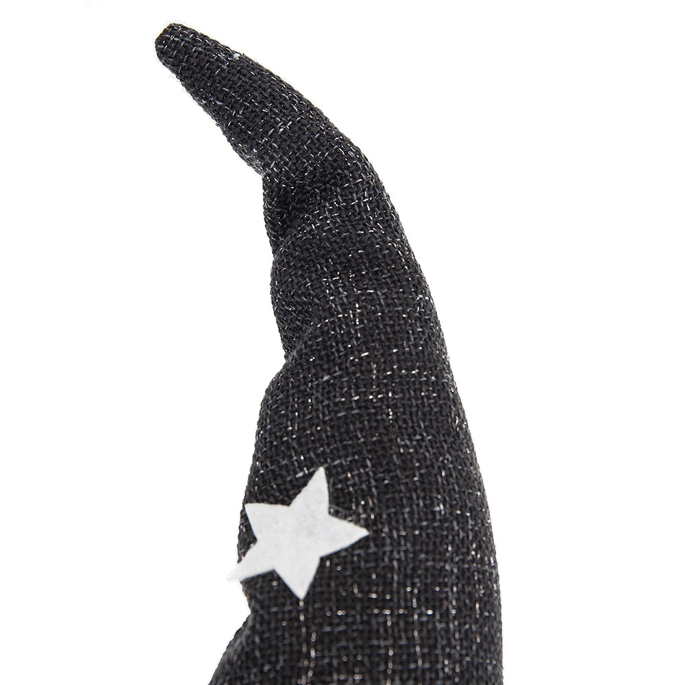 Black glitter fabric witch hat with a white felt star accent