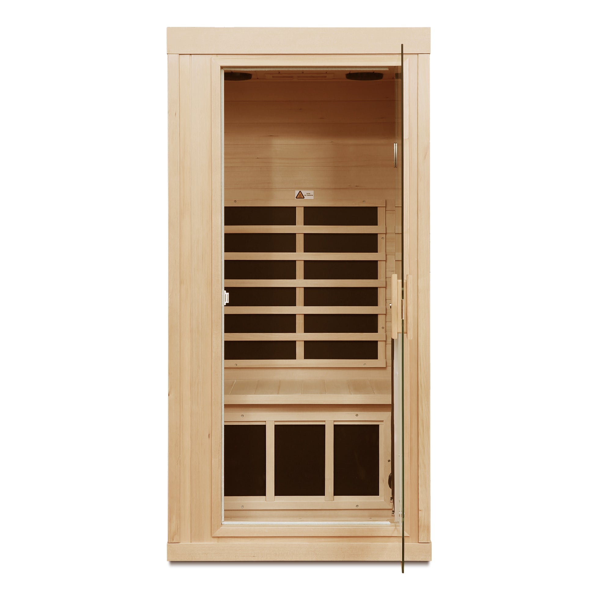 Modern infrared sauna cabin natural wood finish spacious interior for relaxation