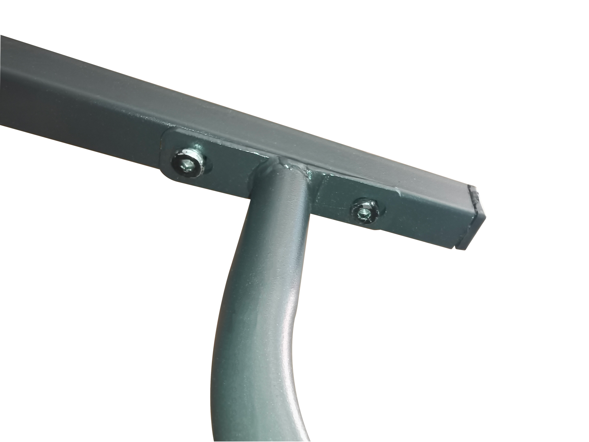 Dark gray metal frame with visible hex bolt securing parts