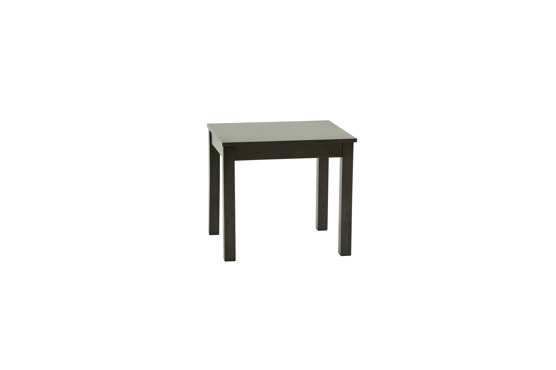 Dark brown square end table with clean lines and four sturdy legs