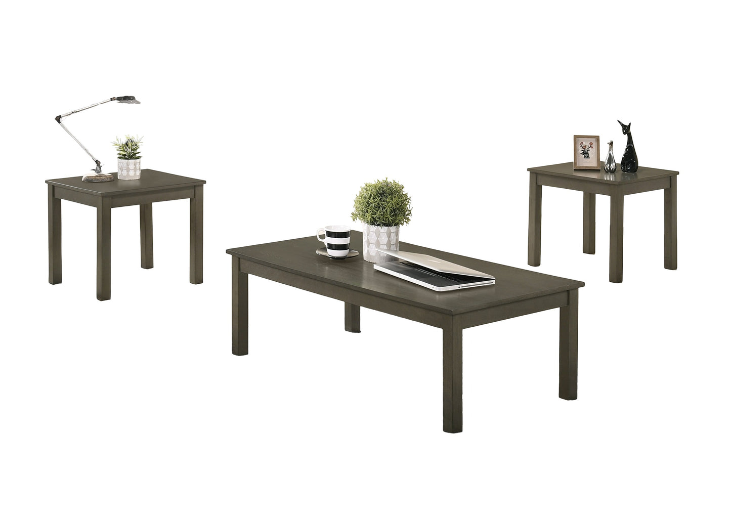 Dark gray modern wood coffee table set with sleek design