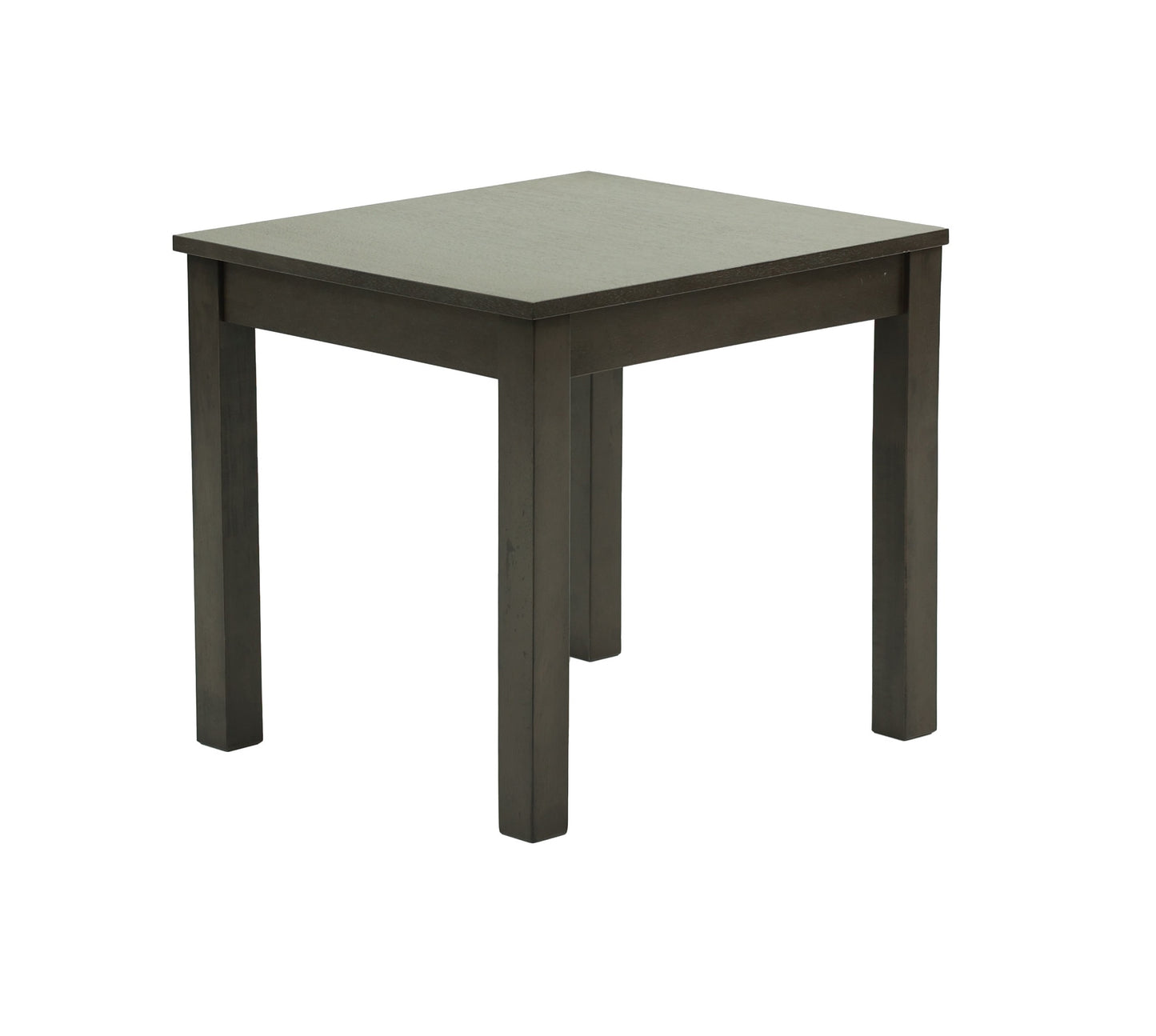 Dark gray square end table with simple wooden legs perfect for living rooms