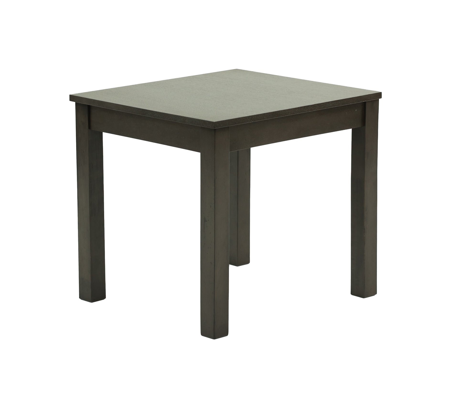 Dark gray square end table with simple wooden legs perfect for living rooms