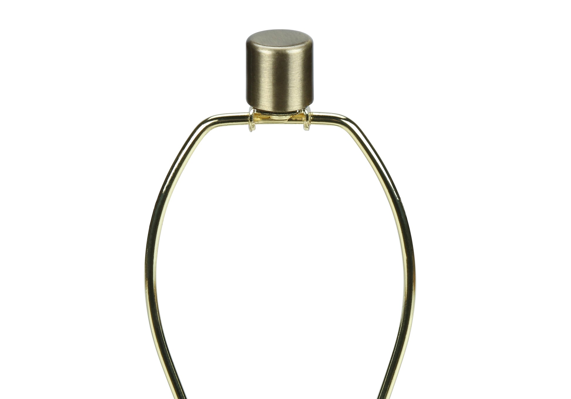 Brushed brass harp finial with a cylindrical knob a key lamp part