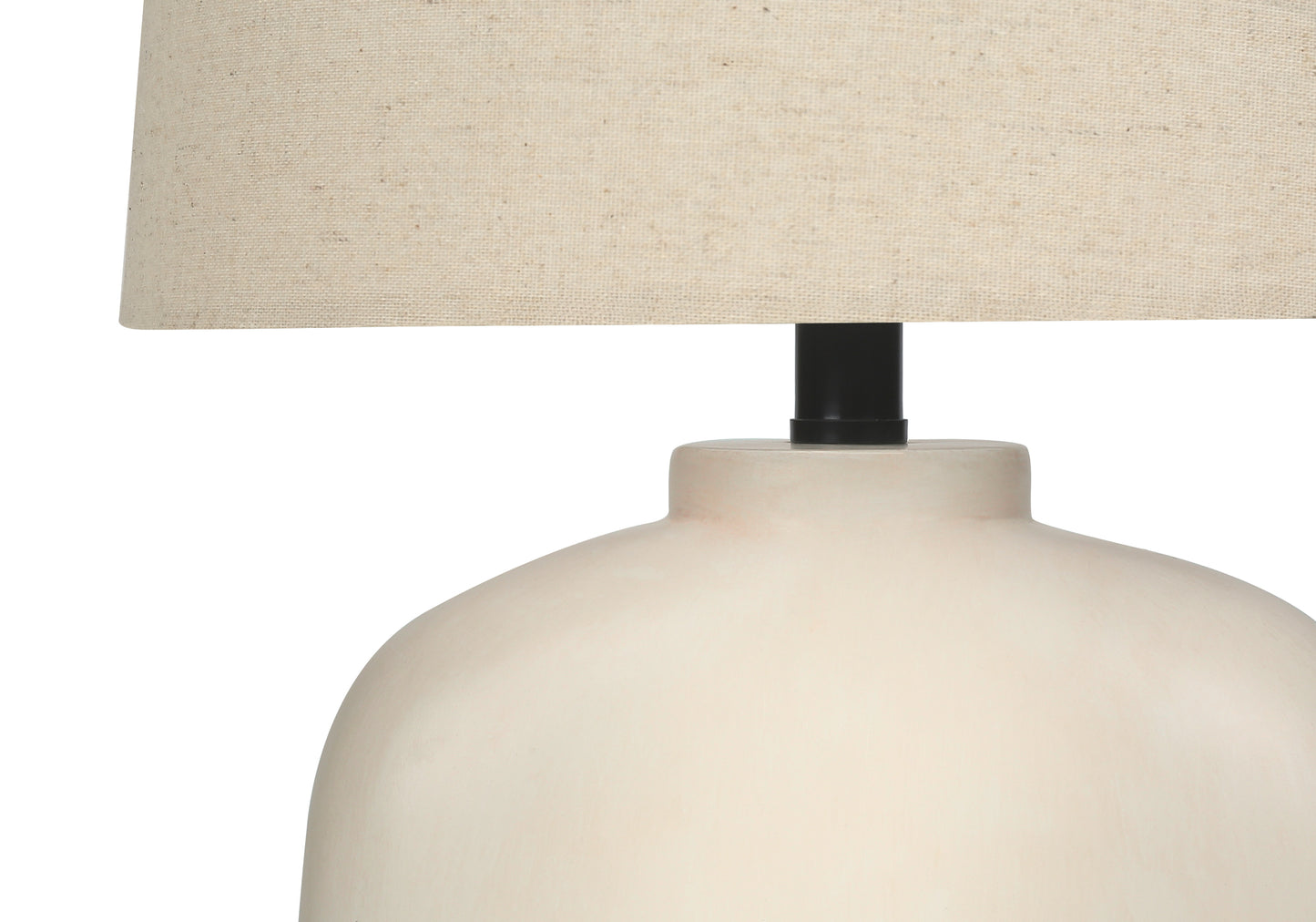 Cream ceramic table lamp with textured linen shade perfect for bedside tables