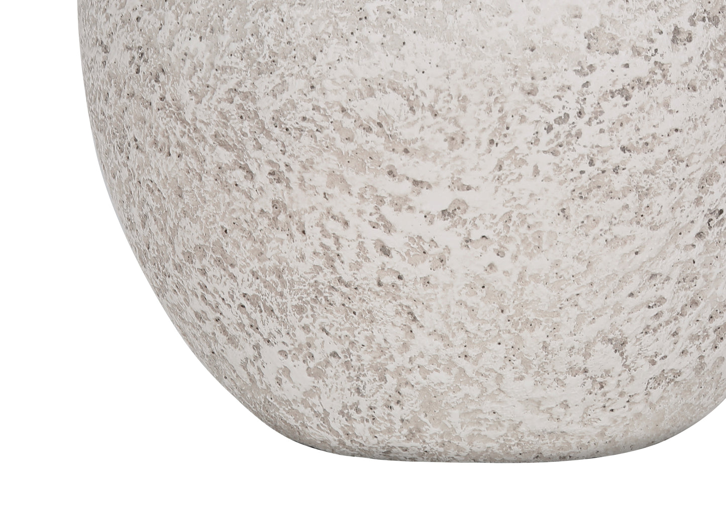Textured ceramic vase with a speckled offwhite finish and rounded shape